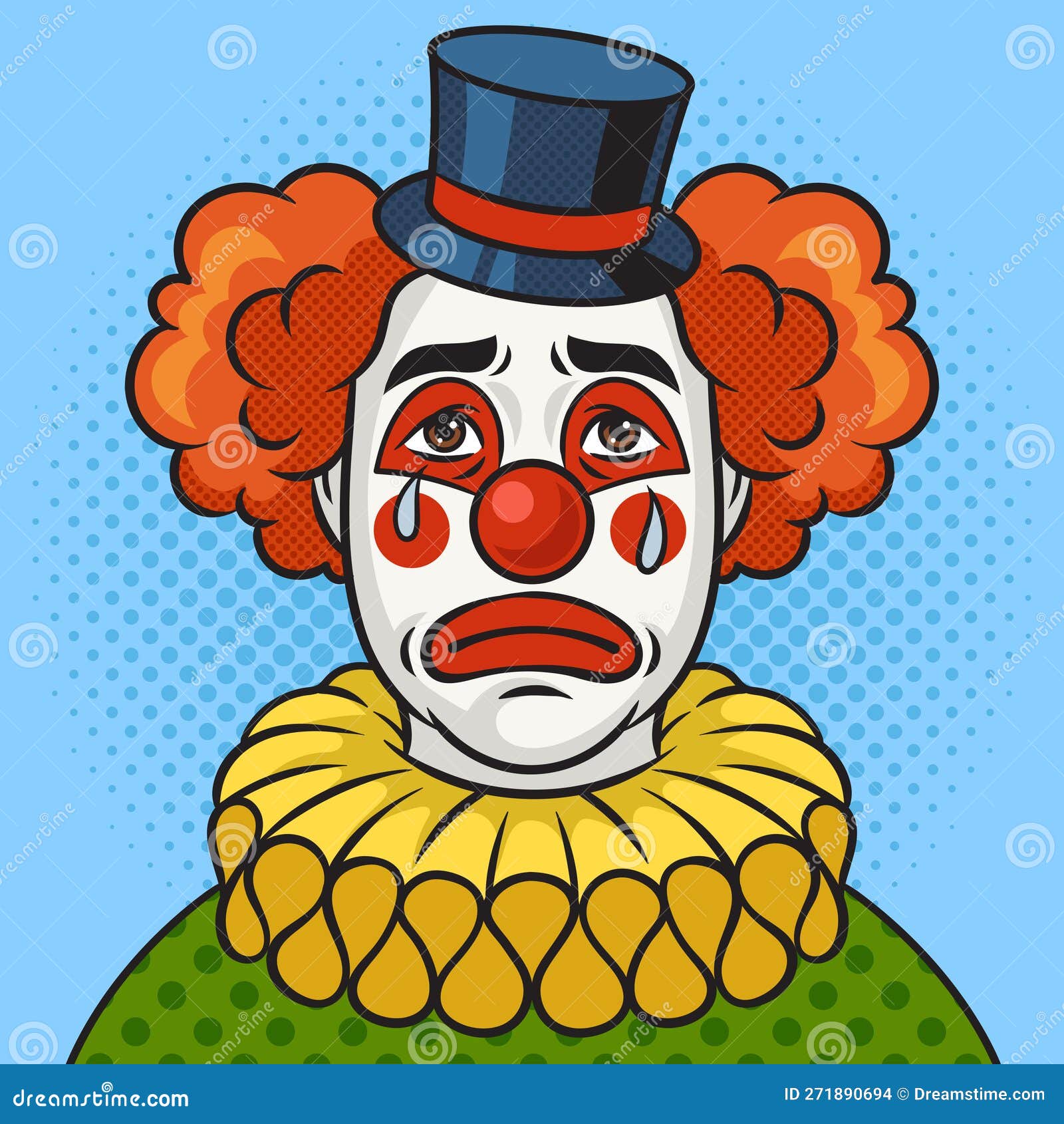 Badge for Sale avec l'œuvre « Clown de carnaval rétro » de l