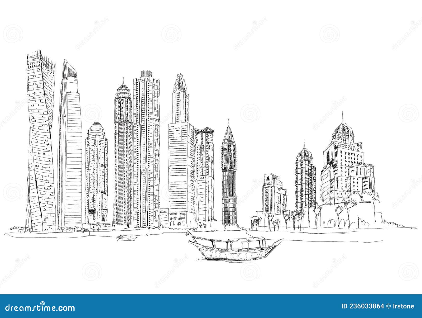 Skyscraper Cityscape Building Vector Hd PNG Images Detailed Dubai Line  Vector Cityscape With Skyscrapers Panorama Sketch Vector PNG Image For  Free Download