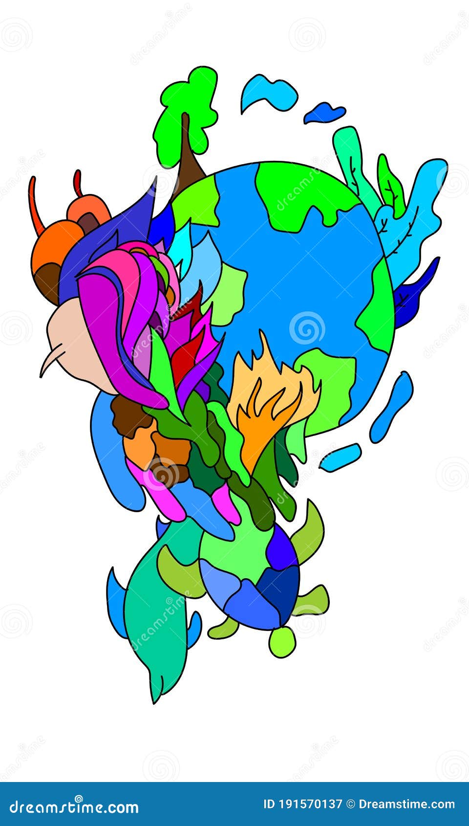 Illustration Of Earth Human Animals And Plants Stock Illustration Illustration Of Design Earth 191570137