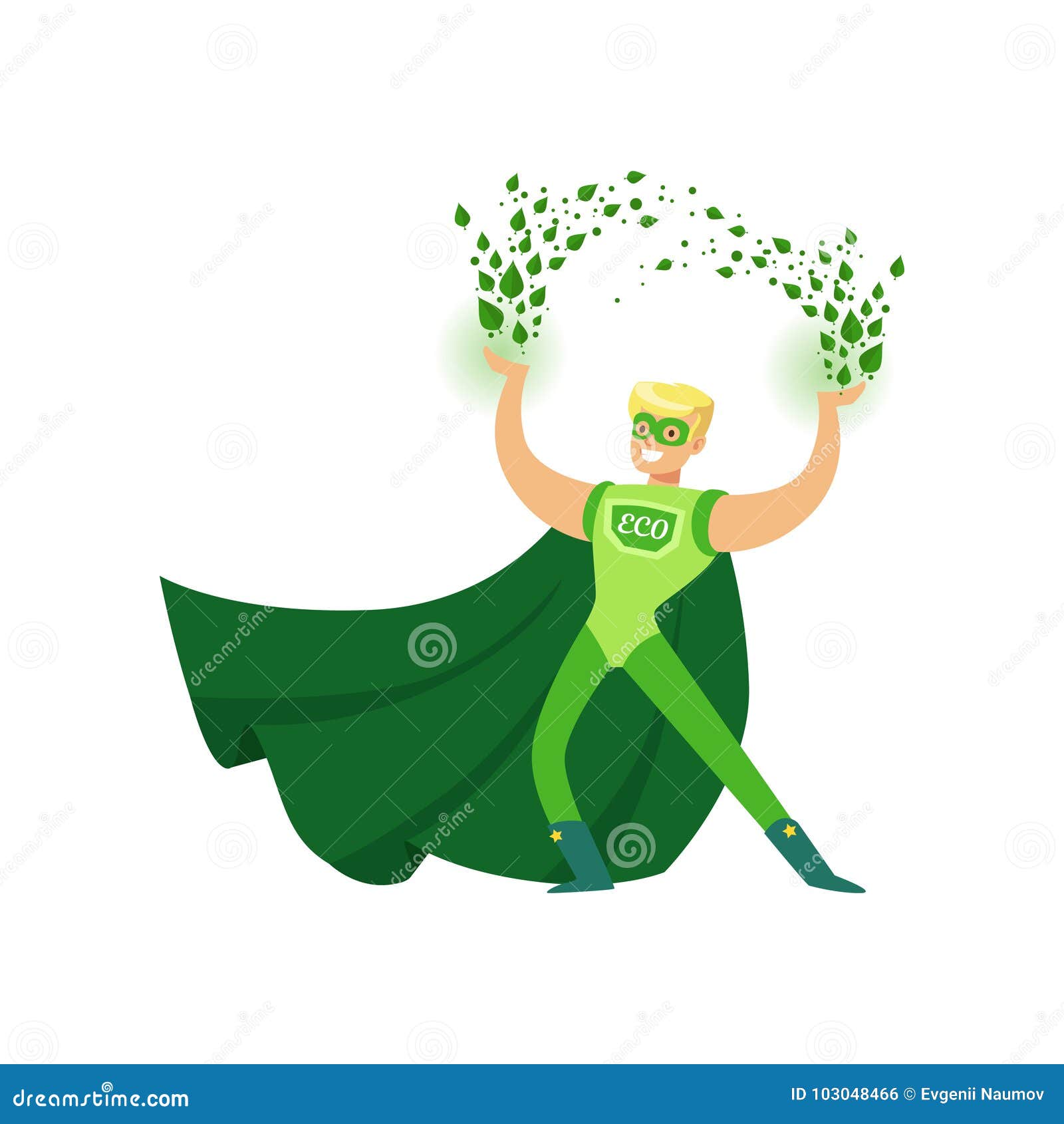 Illustration of Eco Superhero Using His Super Powers Stock Vector -  Illustration of handsome, action: 103048466