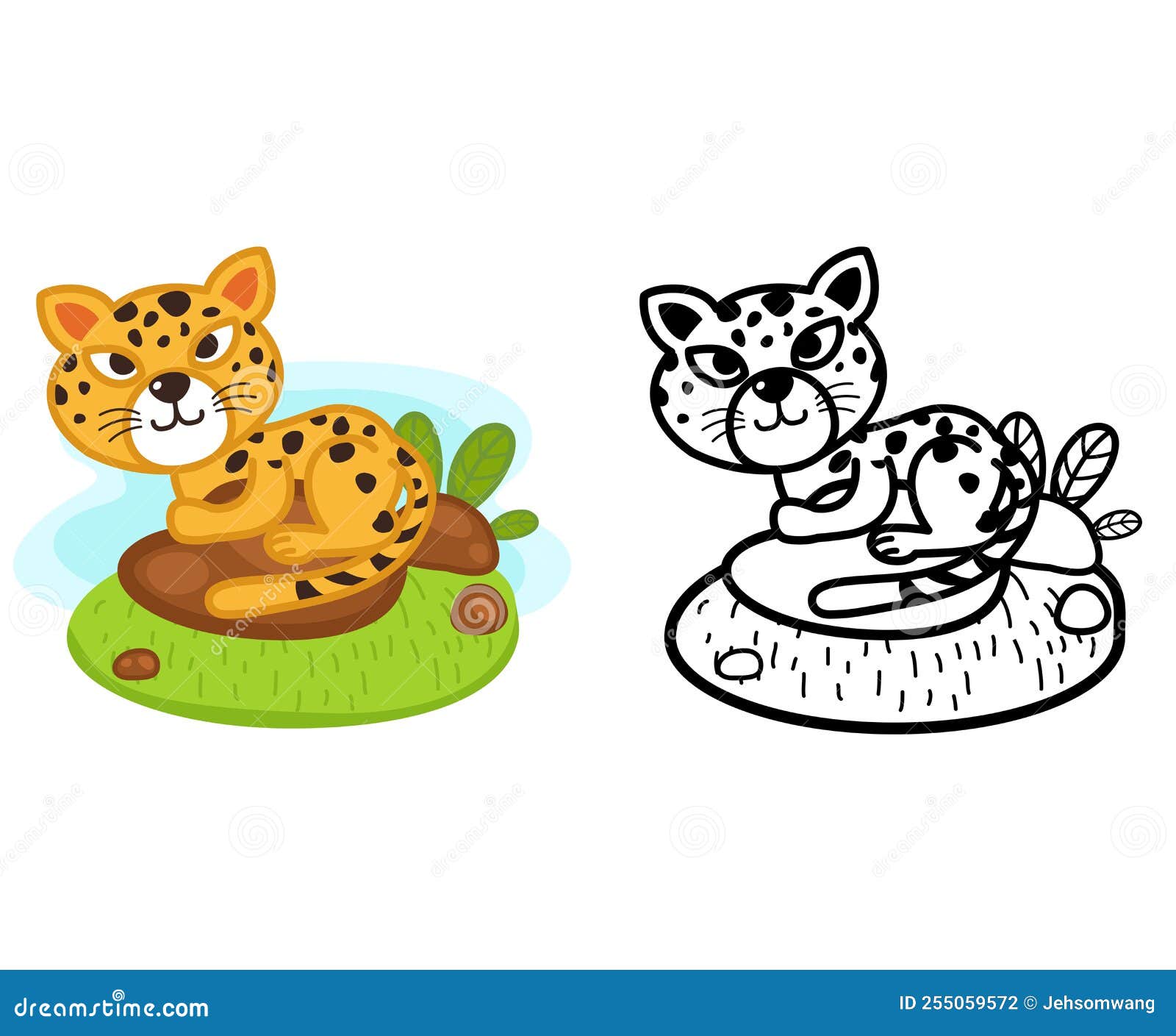 Illustration of Educational Coloring Book Animal Jaguar Stock Vector