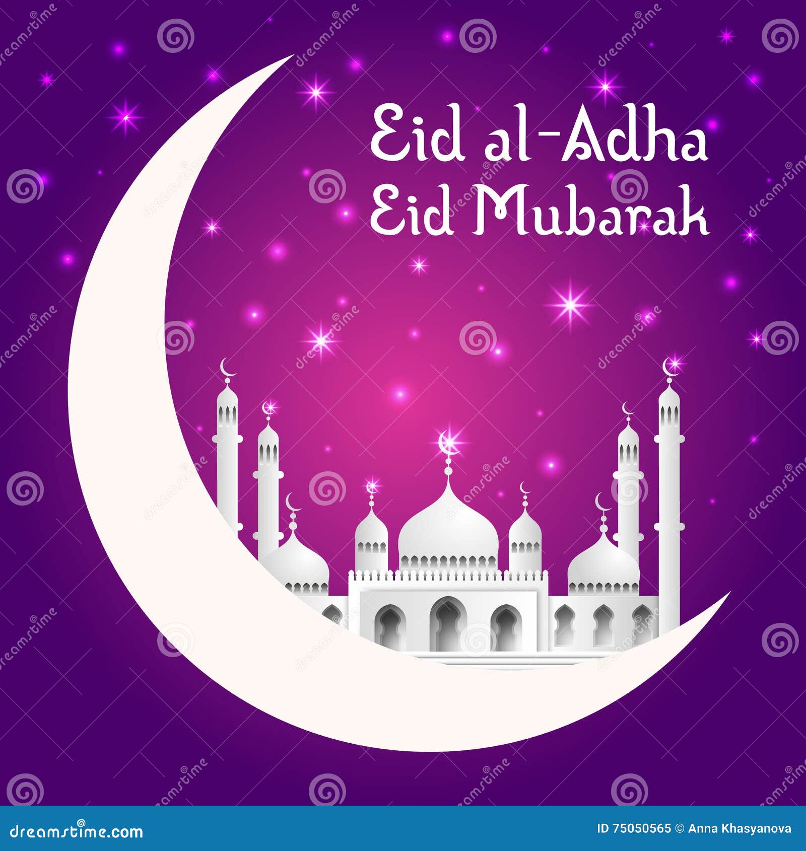 Illustration of Eid Mubarak Background with Mosque Stock ...