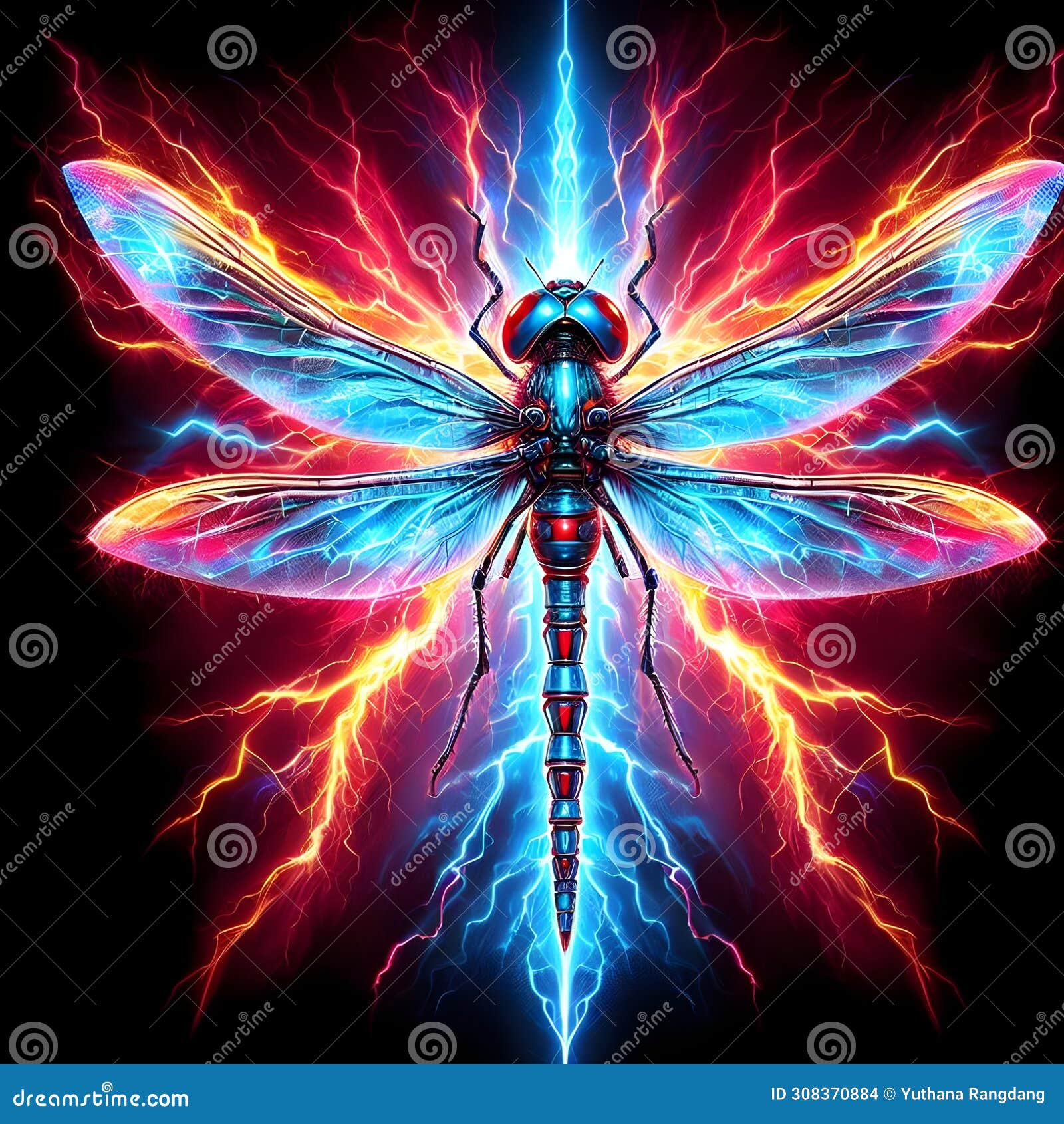  of an electrified dragonfly with mylar background.