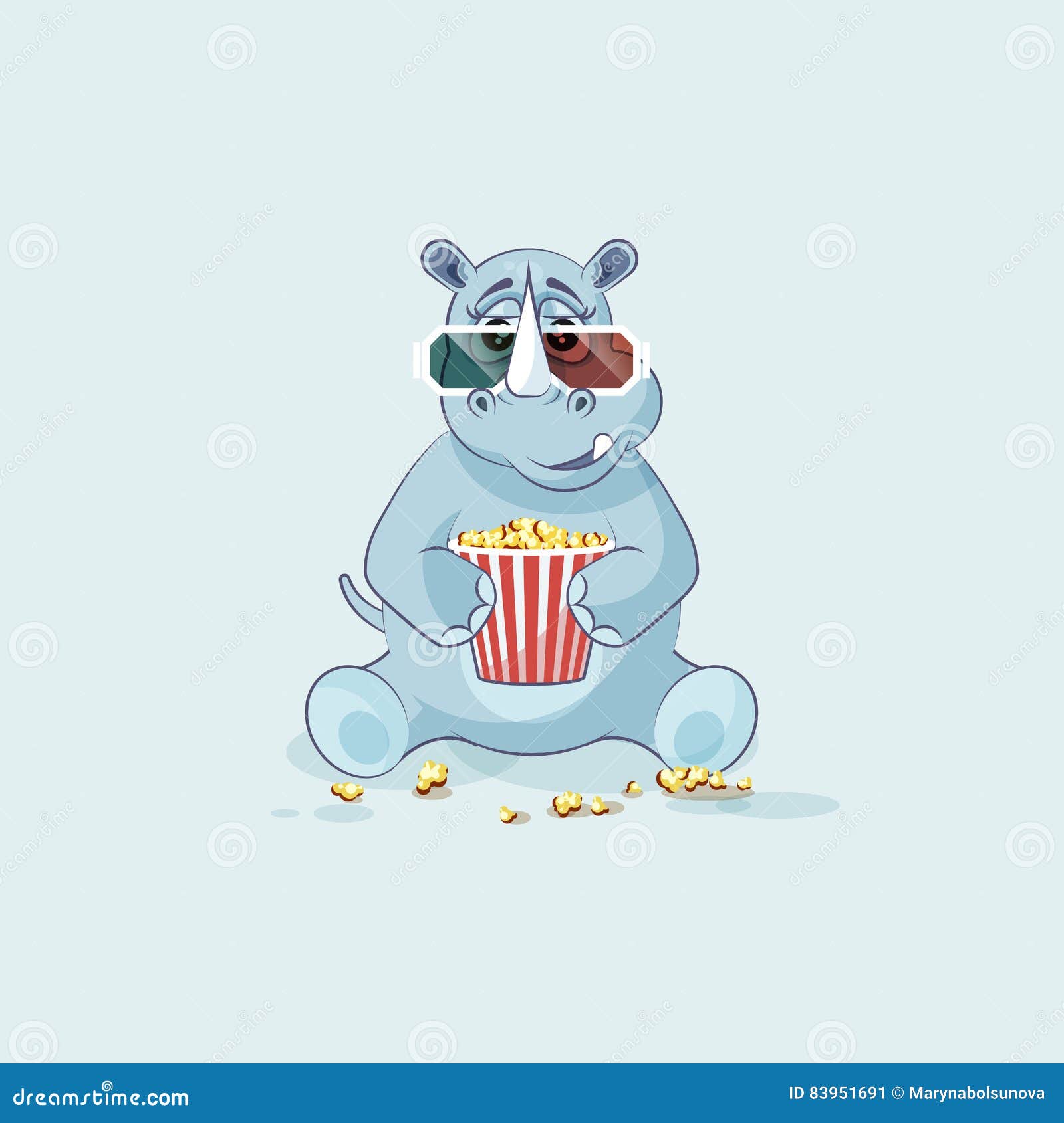 Illustration Emoji Charakter Karikaturnashorn Das Popcorn Aufpassenden Glas Aufkleber Emoticon Des Films 3d Kaut Vektor Abbildung Illustration Von Aufpassenden Emoji