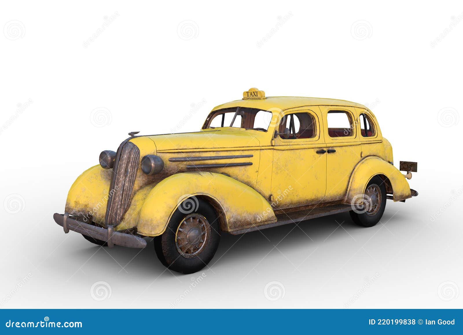 Style rétro antique Jaune cab Pamer-Toys Voiture miniature en tôle Taxi 