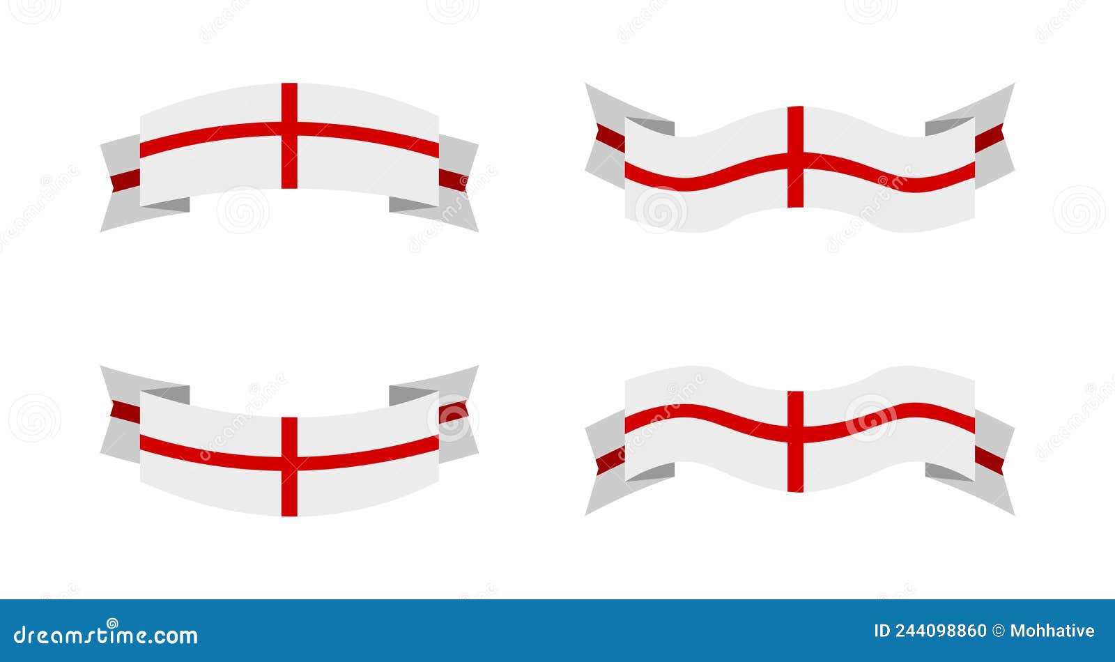Illustration of an England Flag with a Ribbon Style. England Flag