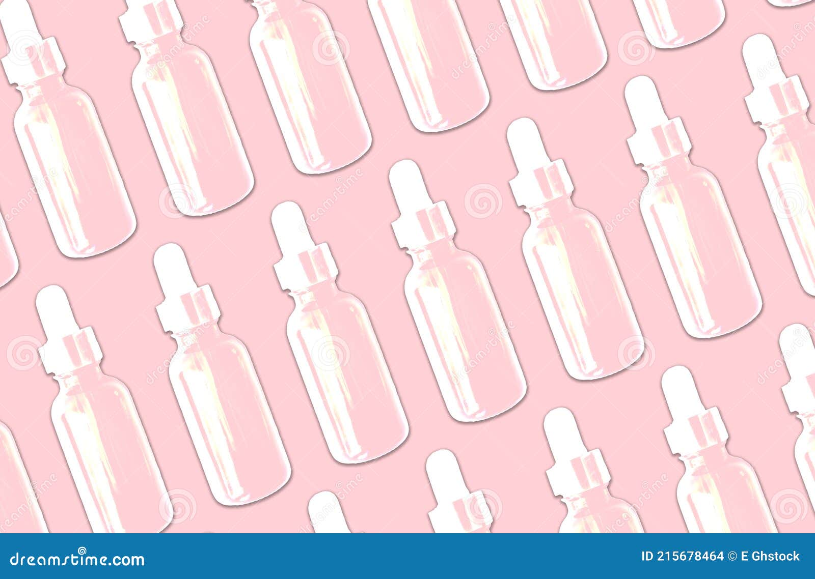  of essential oil serum glass bottle pattern  on pink background. natural serums. cosmetic concept