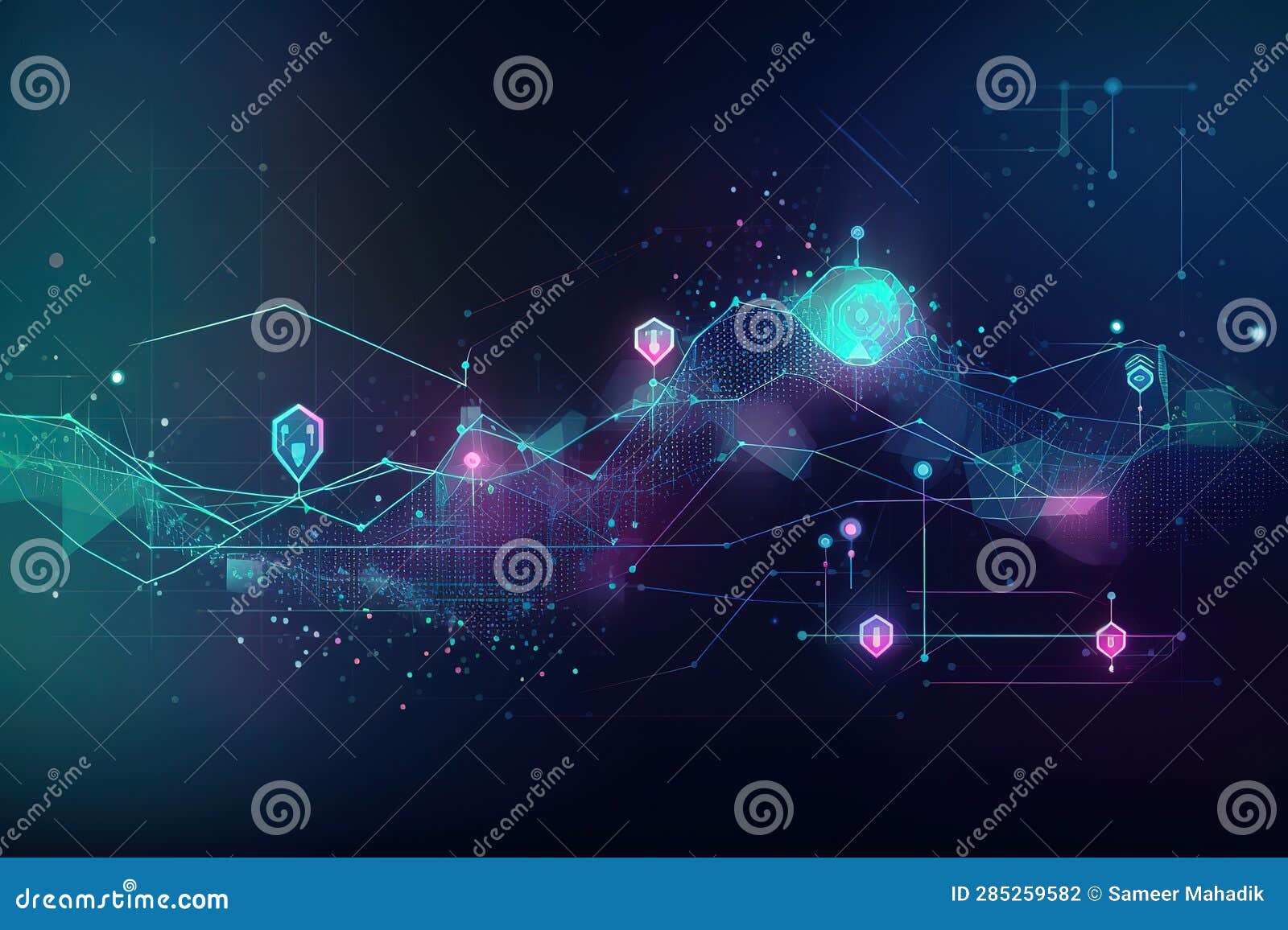 Illustration of Explosion of Neon Colours in Black Background