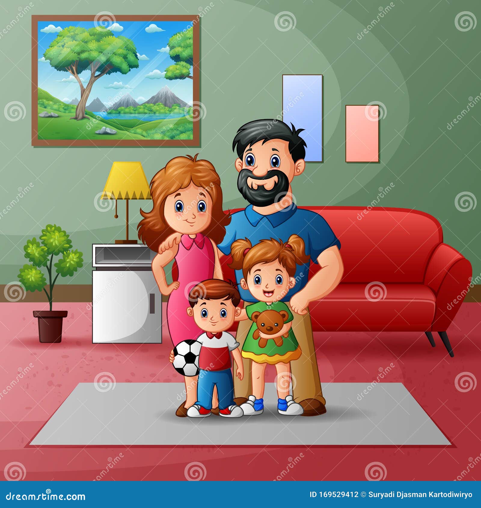 Illustration of a Family Inside the House Stock Vector - Illustration of  concept, comfortable: 169529412