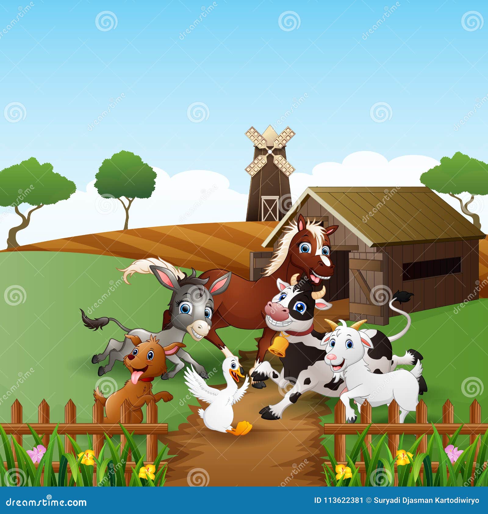 Farm Background with Happy Animals Stock Vector - Illustration of home, building: 113622381 Farm Background with Happy Animals Stock Vector - Illustration of home, building: 113622381