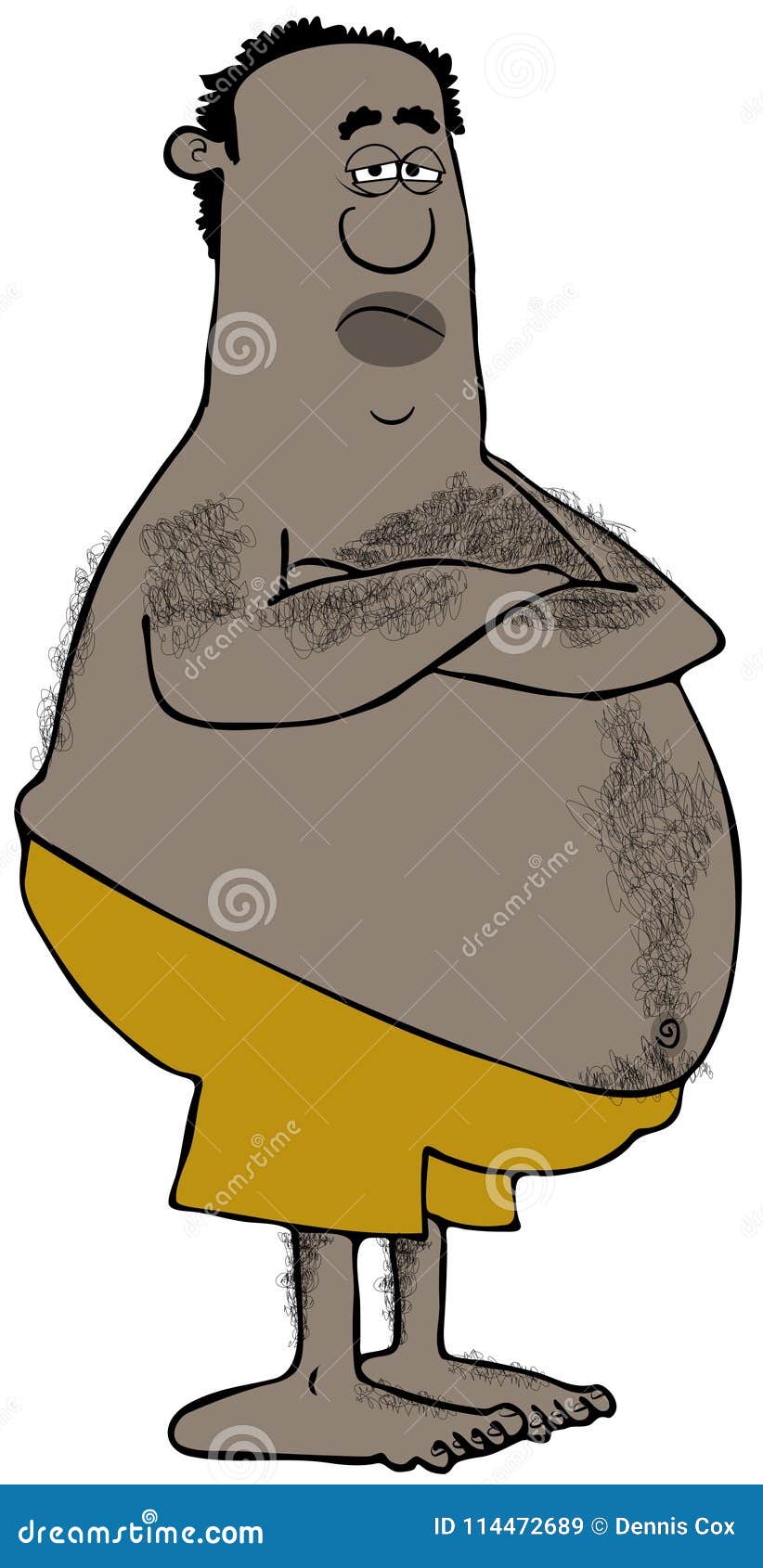 Hairy Man In A Swim Suit RoyaltyFree Illustration