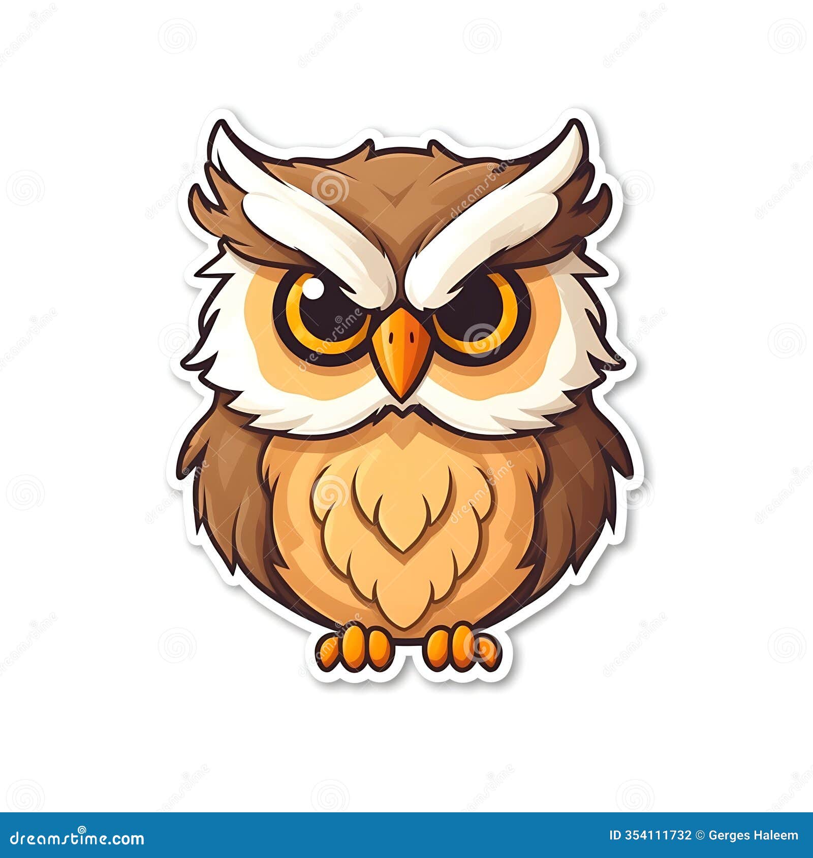a cute cartoon owl with big eyes and a wise expression.