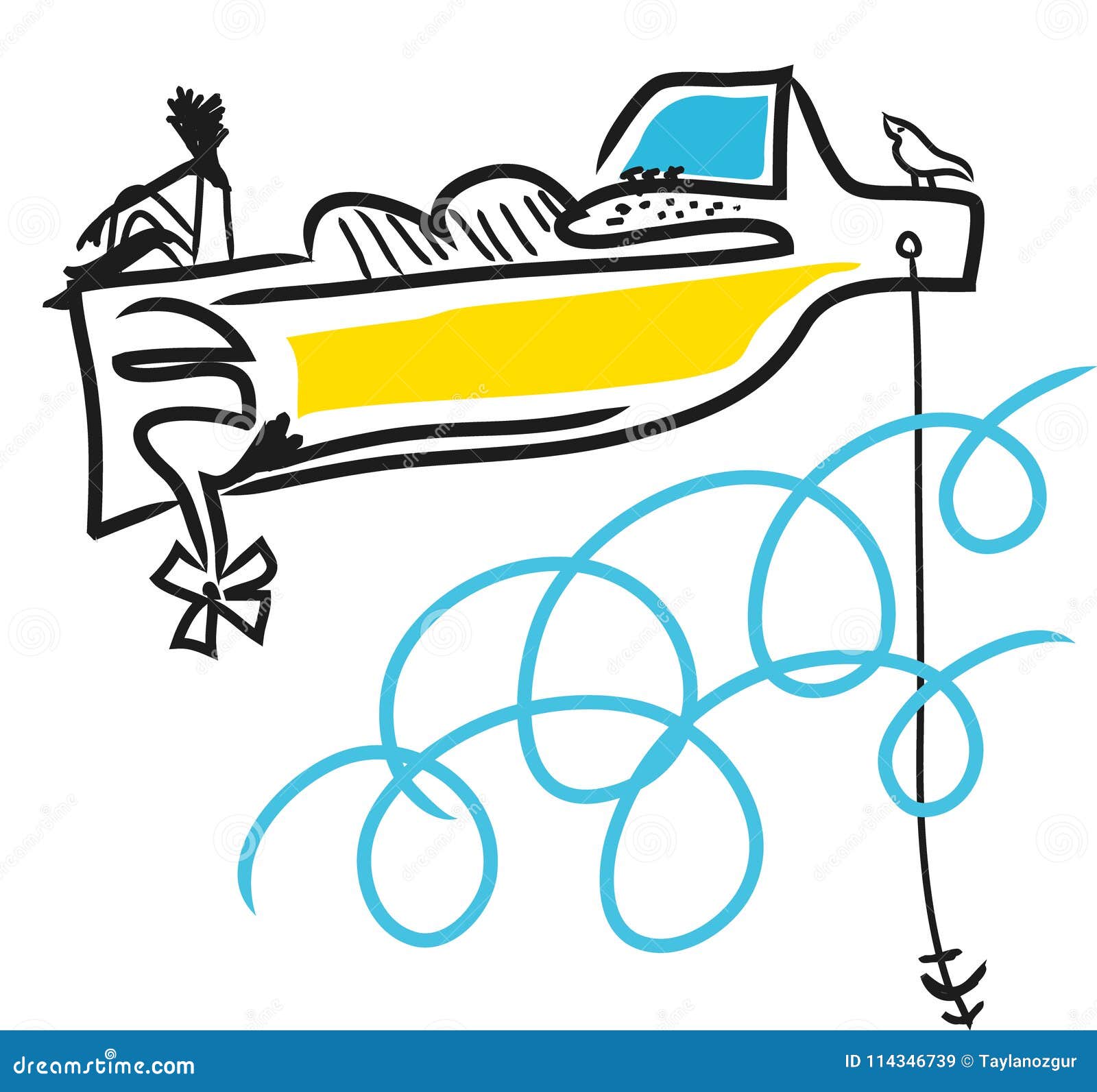Motor Boat stock vector. Illustration of featuring, horizontal - 114346739