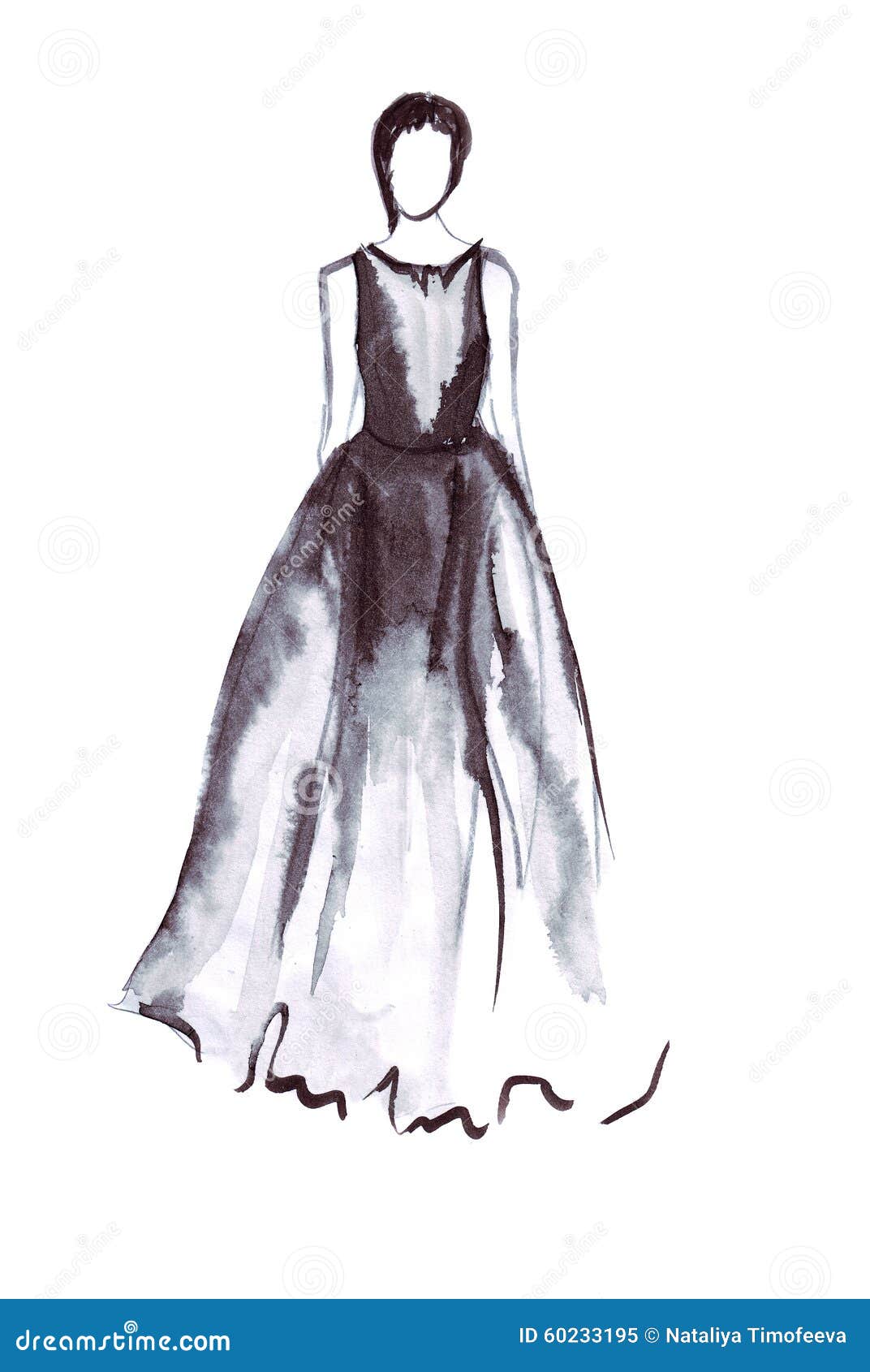 Illustration of a Female in a Long, Lush Ball Gown To the Floor Stock ...