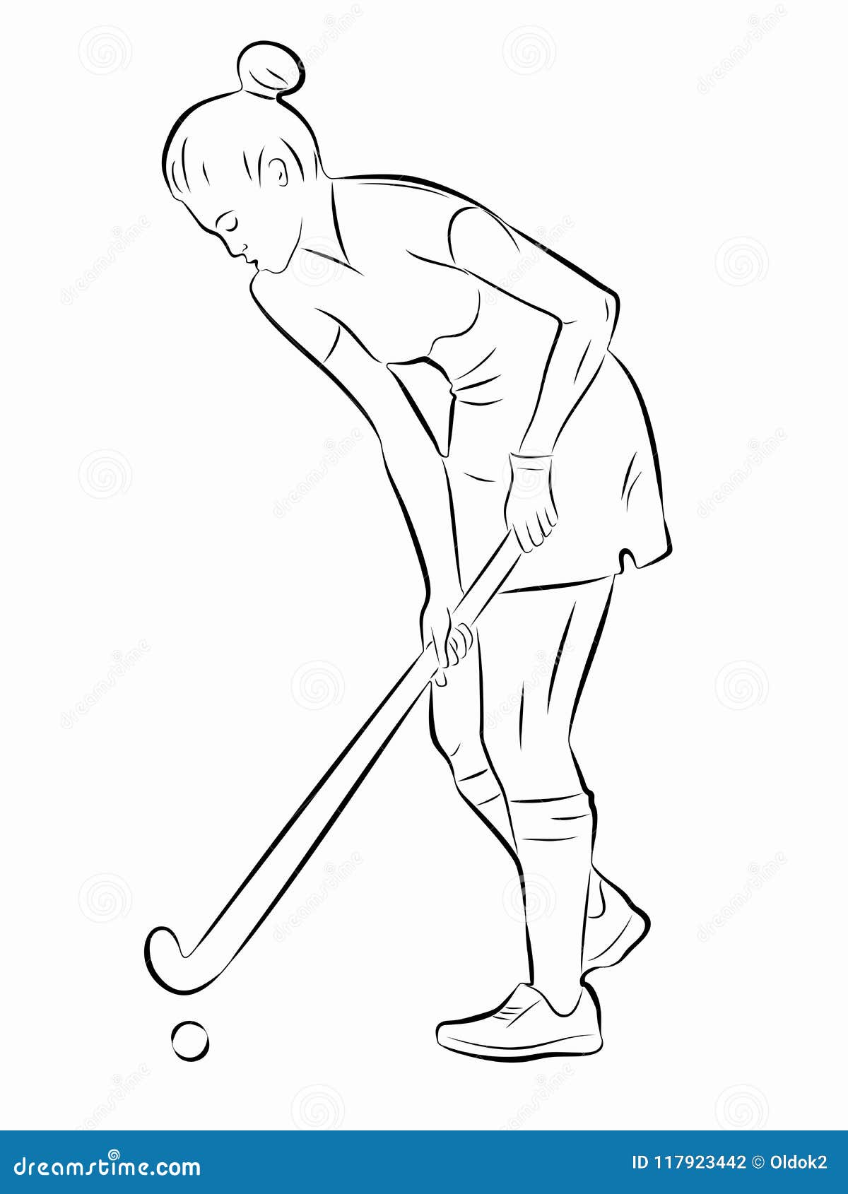 Illustration of a Field Hockey Player, Vector Draw Stock Vector