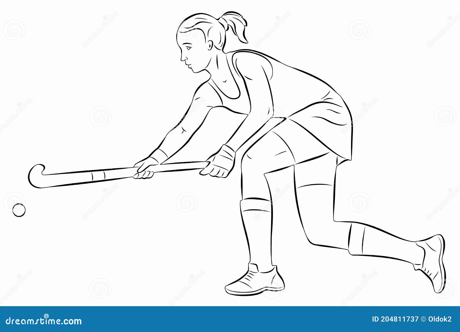 Continuous Line Illustration Of A Field Hockey Player With Hockey Stick  Running About To Hit Ball Done In Black And White Monoline Style Royalty  Free SVG Cliparts Vectors And Stock Illustration Image