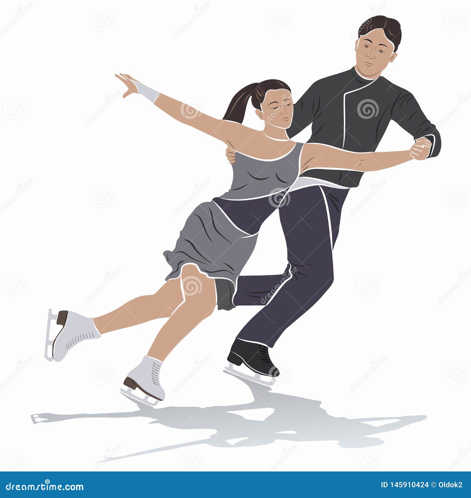 Illustration of Figure Skating Couple , Vector Draw Stock Vector