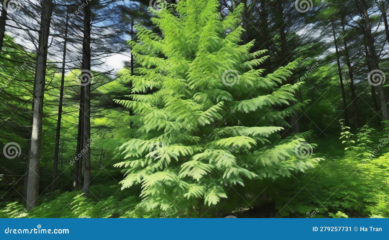 Fir tree in the forest, stock illustration. Illustration of foliage