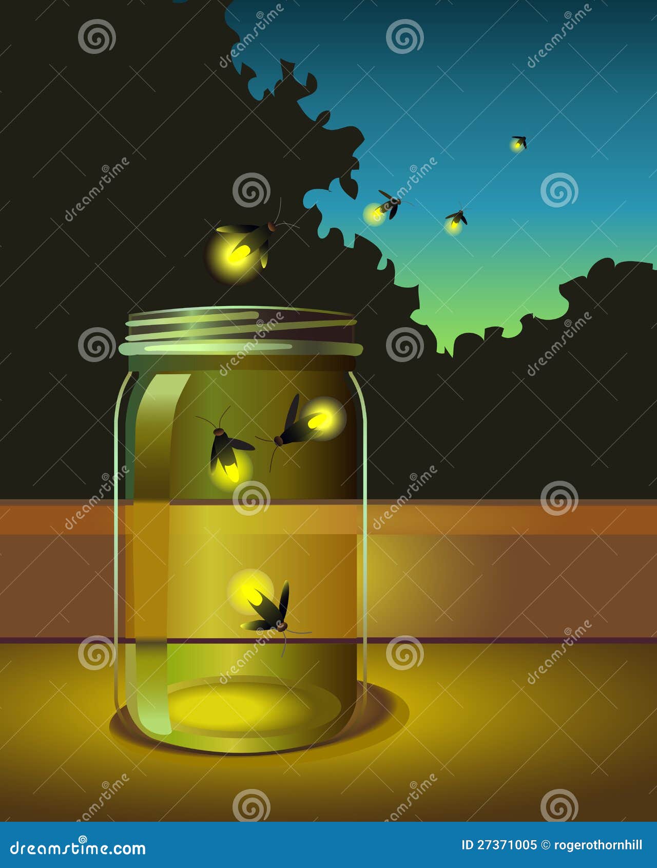 Illustration of Fireflies Escaping a Glass Jar Stock Illustration Illustration of memories