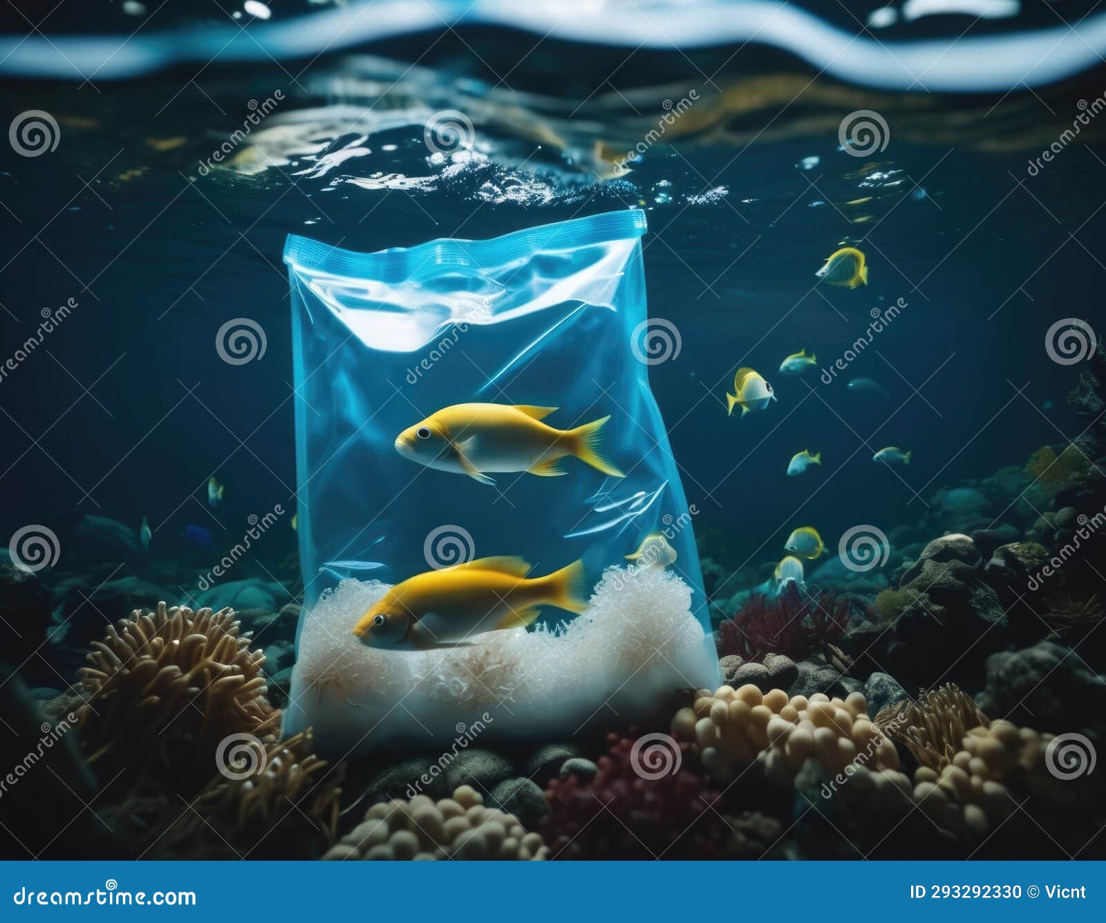 Fish in a plastic bag. stock illustration. Illustration of swim 293292330