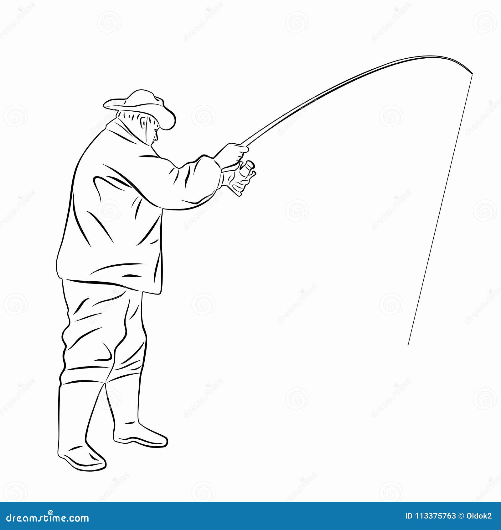 Silhouette of Fisherman. Vector Drawing Stock Vector - Illustration of  sketch, occupation: 113375763