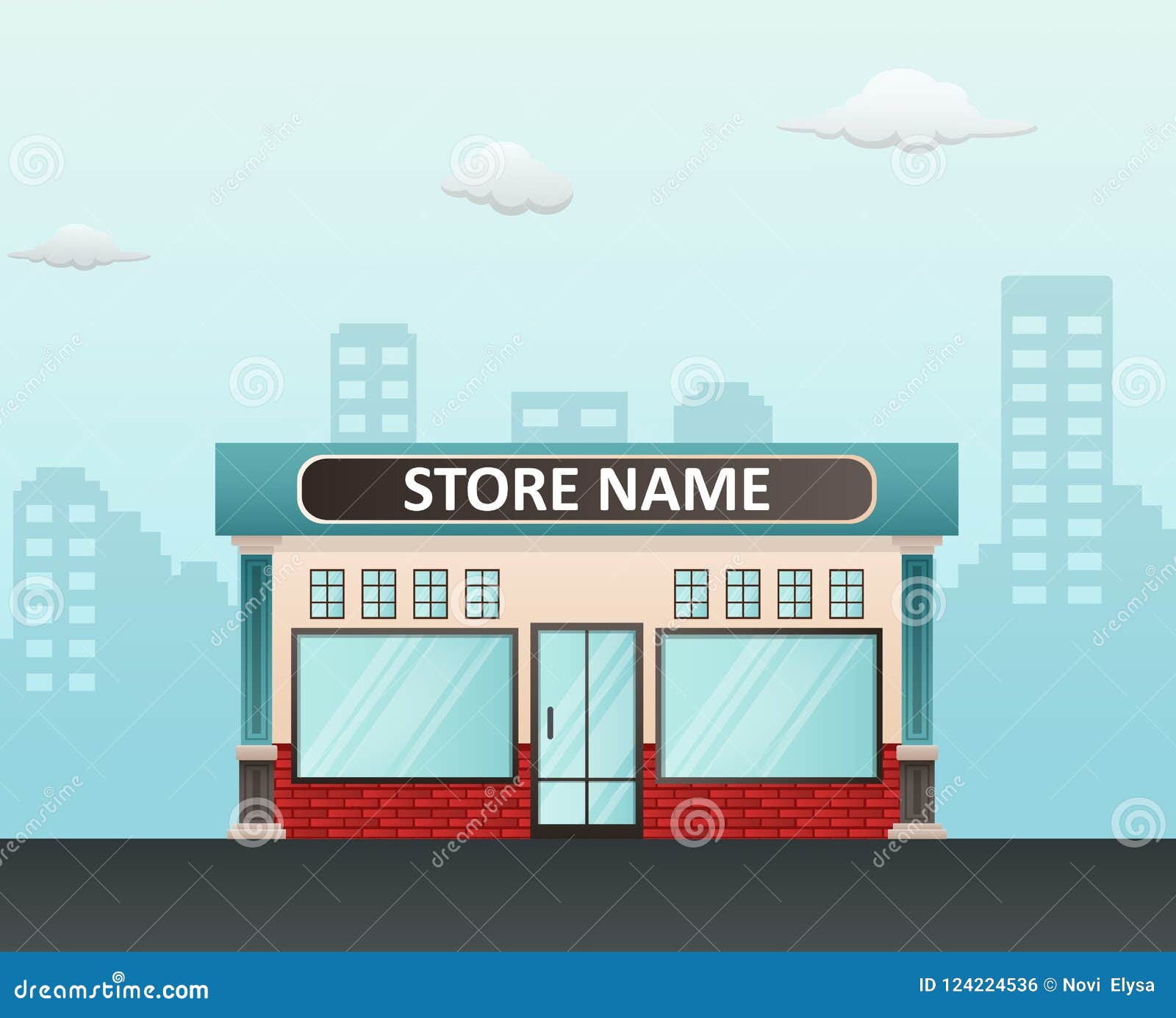 Flat Design Store Front With Place For Name Stock Vector