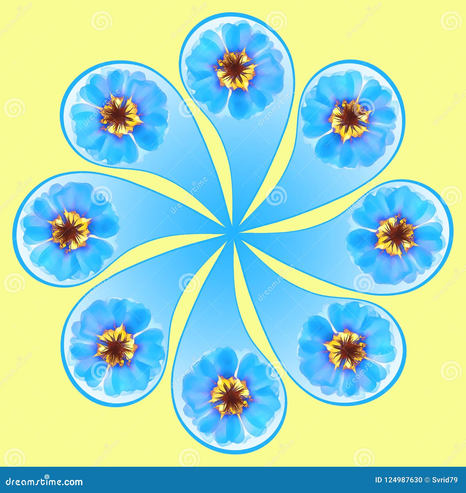 Illustration with Floral Elements. Rain Drops Pattern Stock