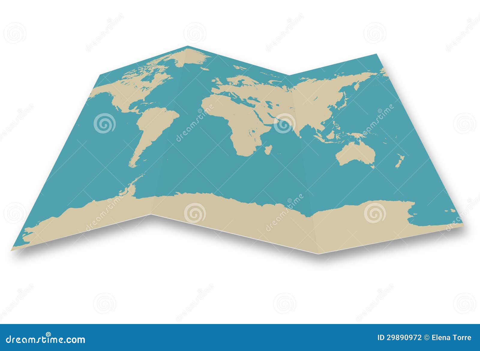 world map folded
