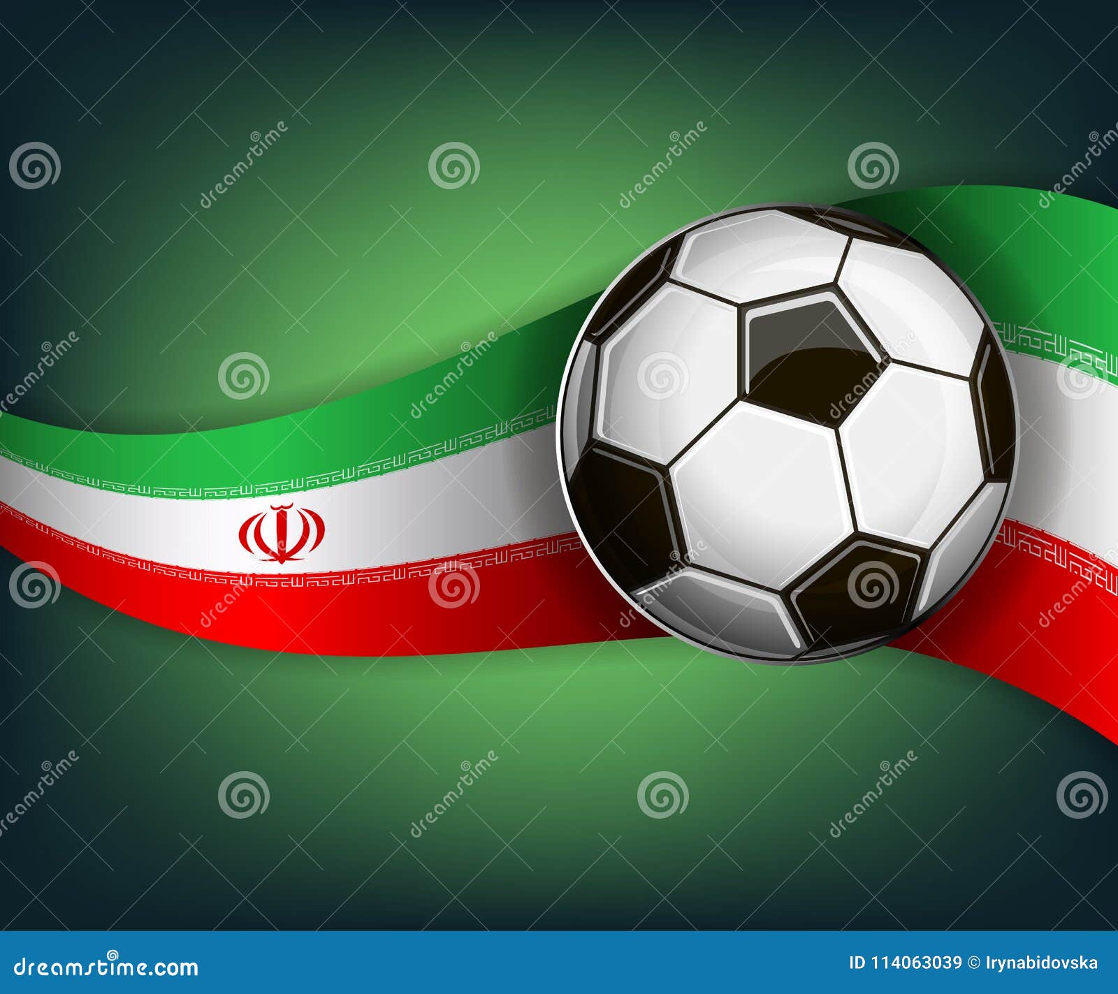Illustration with Football or Soccer Ball and Flag of Iran Stock Vector ...