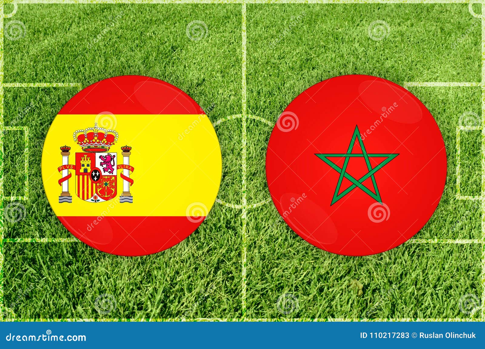 Spain Vs Morocco Football Match Stock Illustration - Illustration of ...