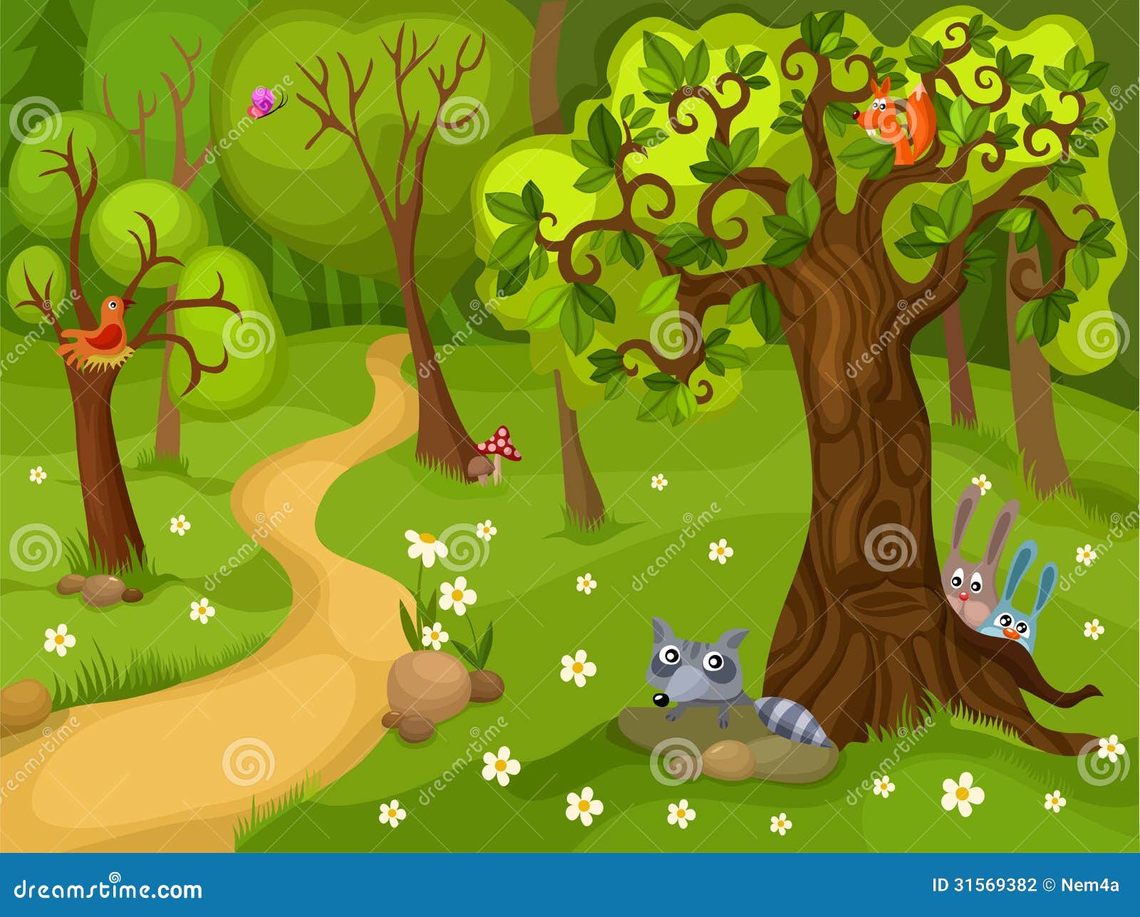 Illustration Of A Forest Background Stock Photography - Image: 31569382