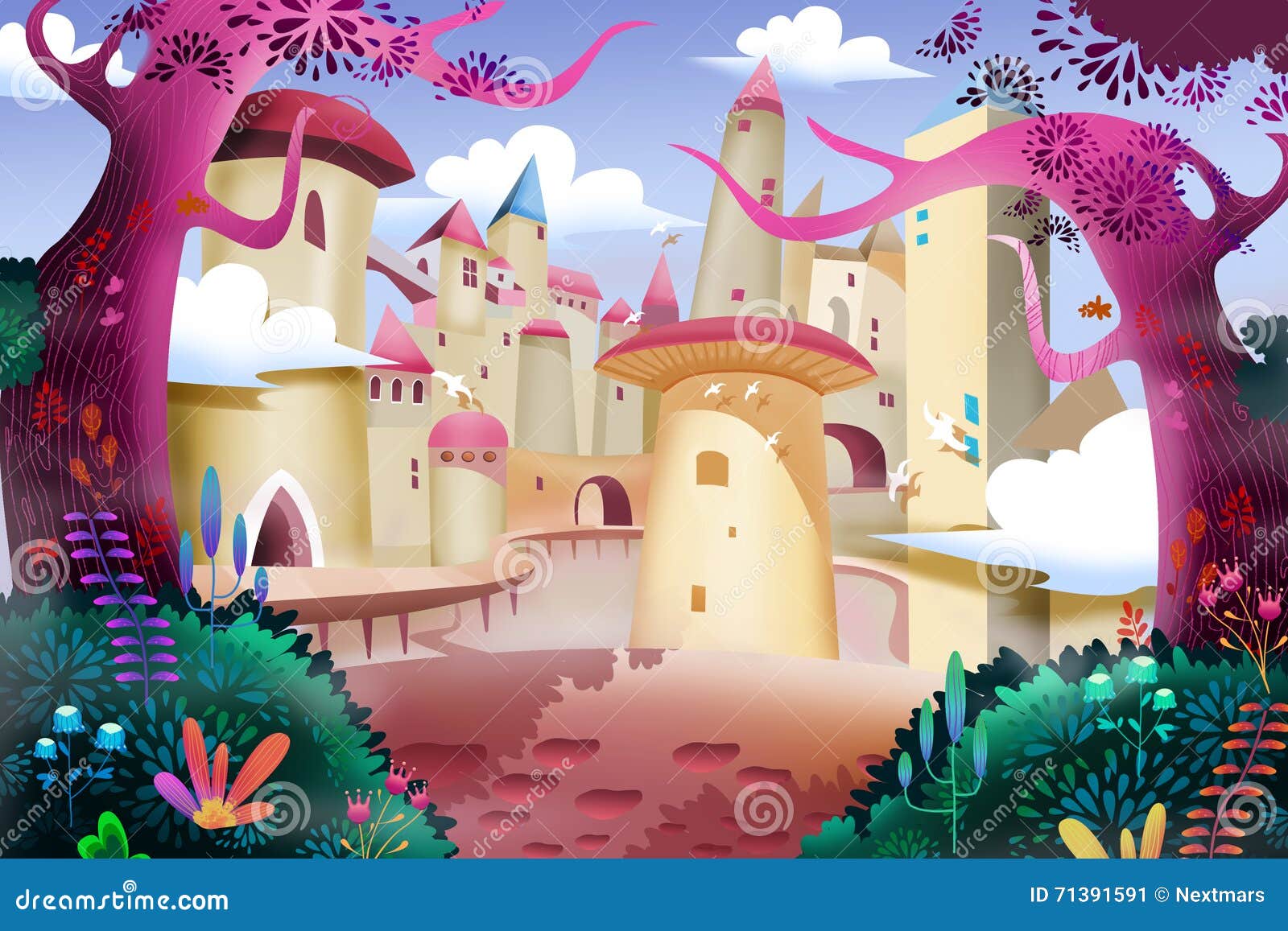 Illustration: Forest Castle. Stock Illustration - Illustration of imaginary, city: 71391591 Illustration: Forest Castle. Stock Illustration - Illustration of imaginary, city: 71391591