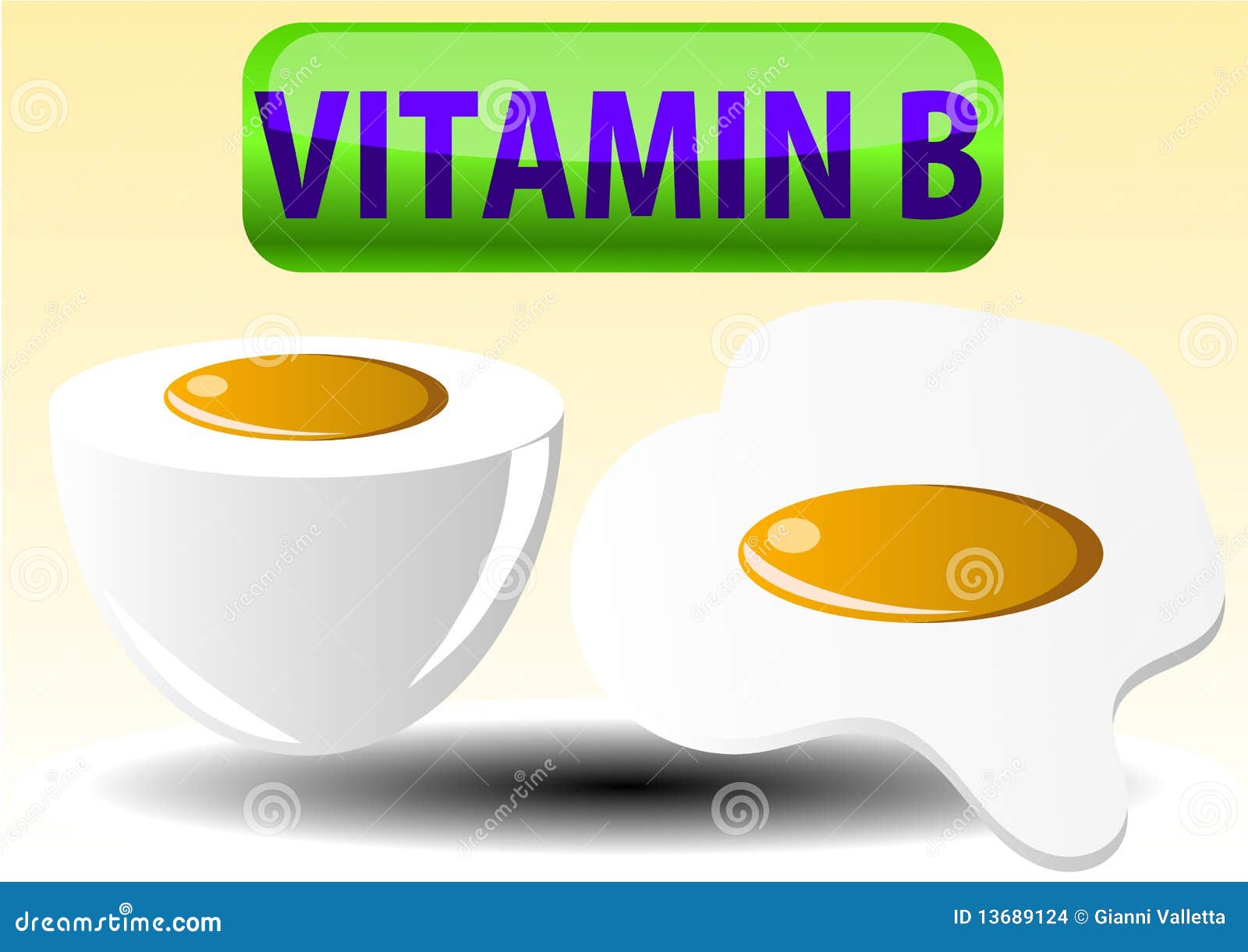 Illustration of Fried Boiled Egg and Vitamin B Stock Vector