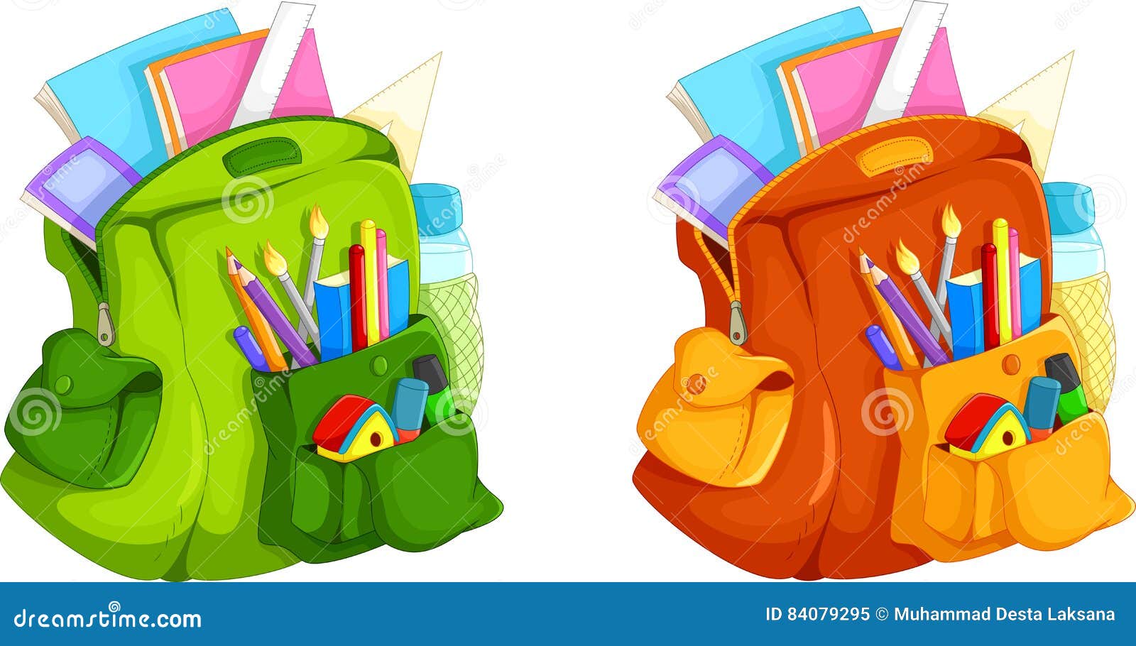 Illustration of Full Backpack of School Supplies Stock Illustration