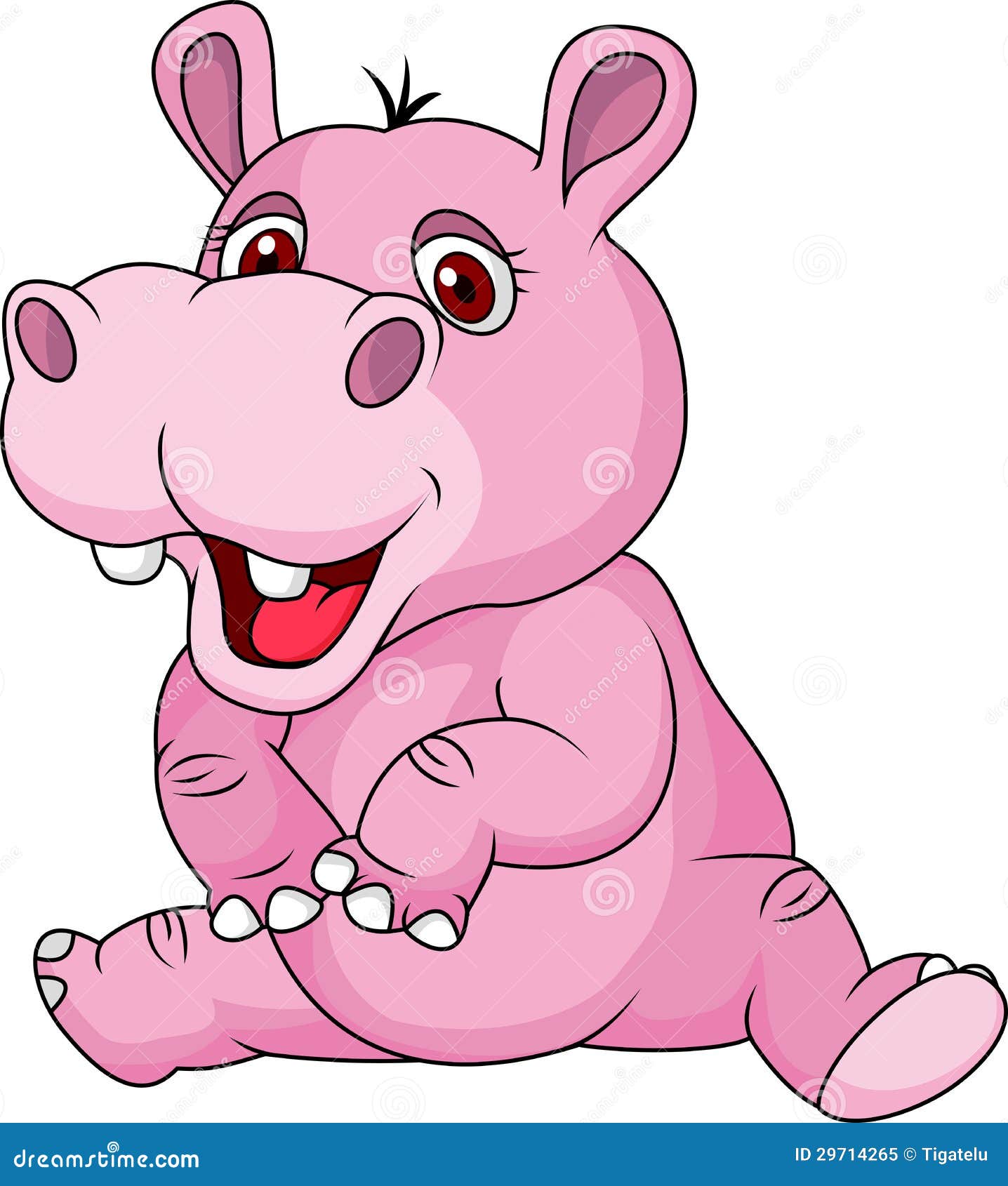 Funny hippo cartoon stock vector. Illustration of drawing - 29714265