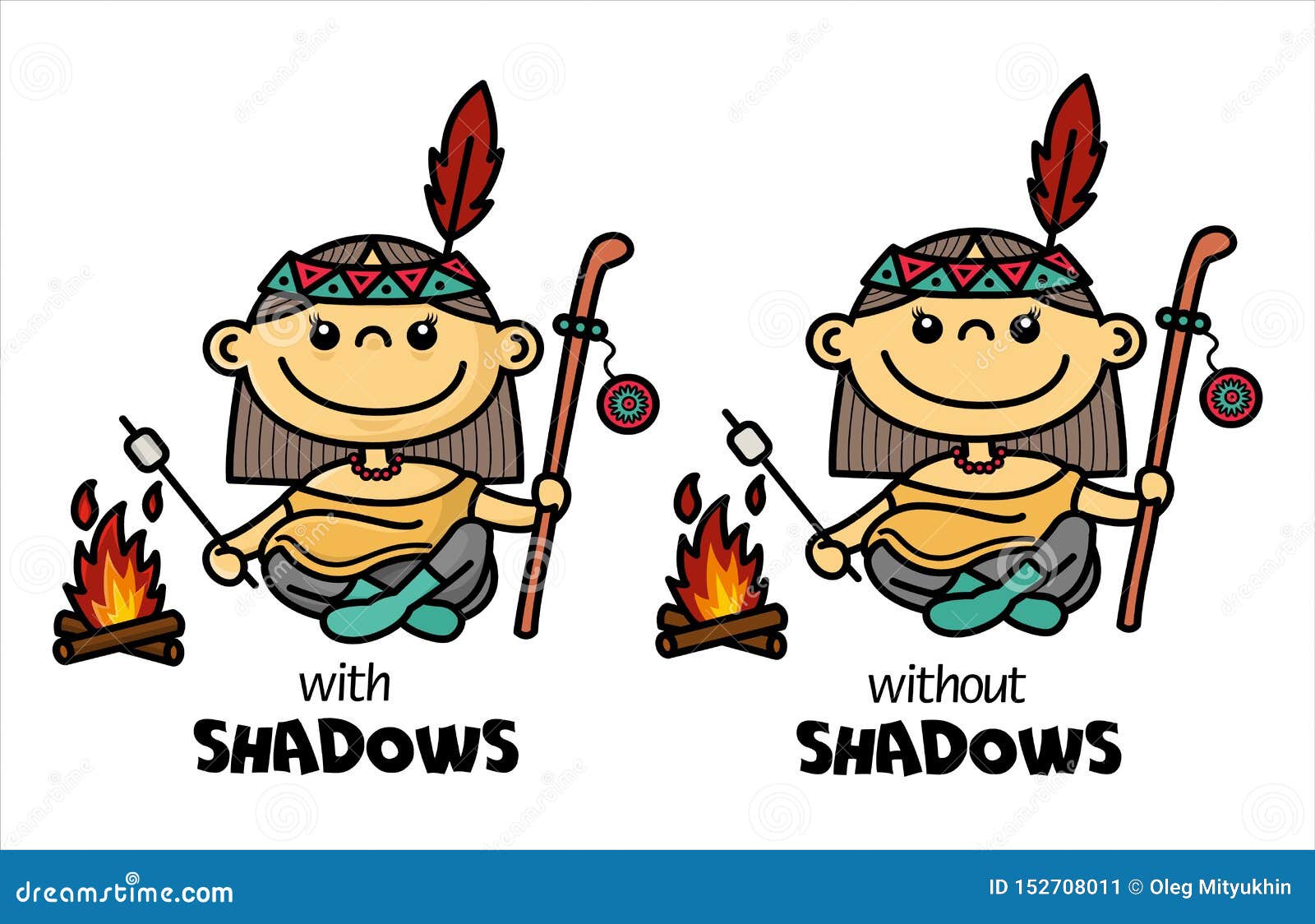 Illustration of Funny Native American Chibi Girl by Campfire Making Fried  Marshmallow. Cartoon Indian Shaman Woman Character Stock Vector -  Illustration of drawing, campfire: 152708011