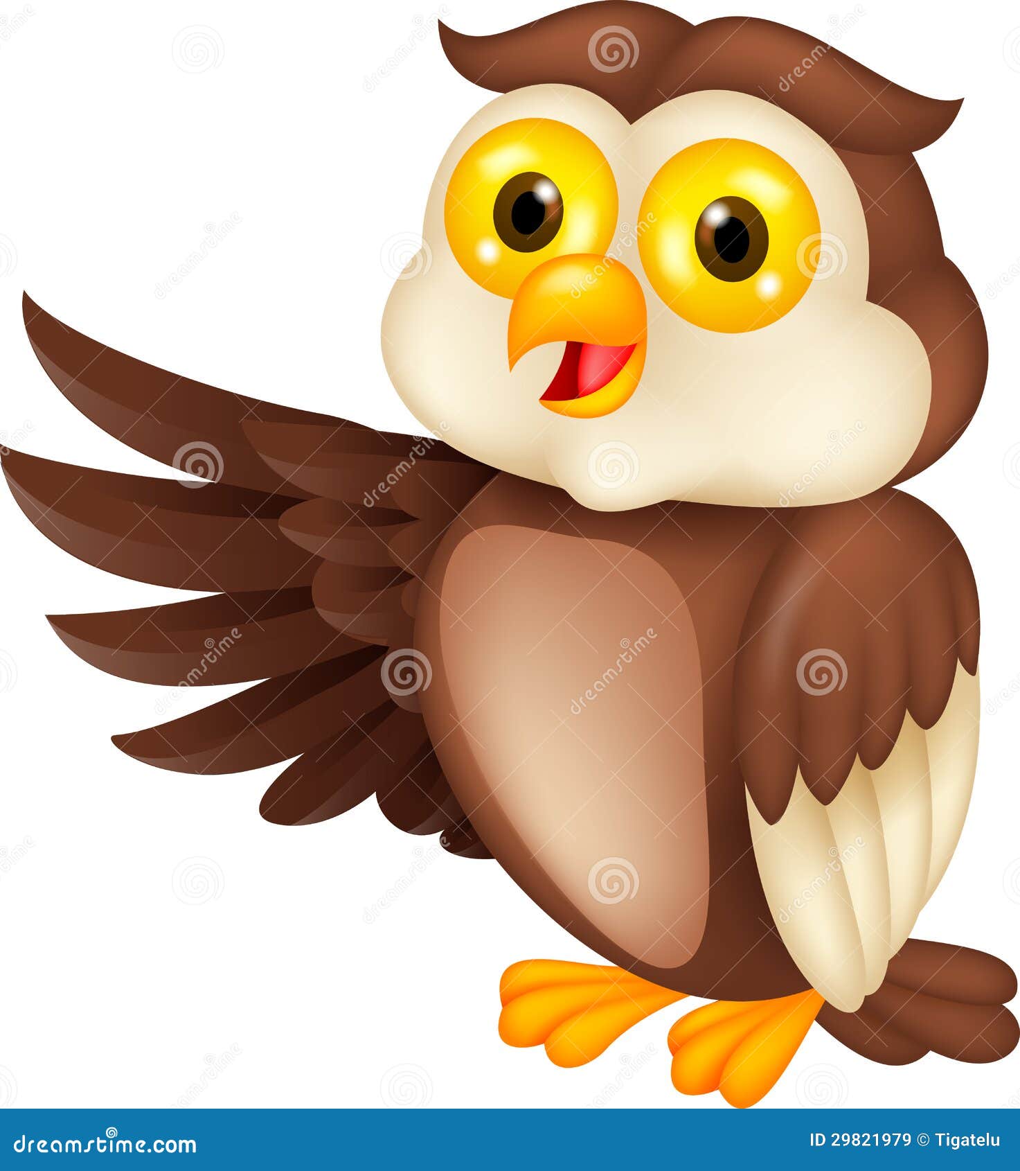 Funny owl cartoon waving stock vector. Illustration of bird - 29821979