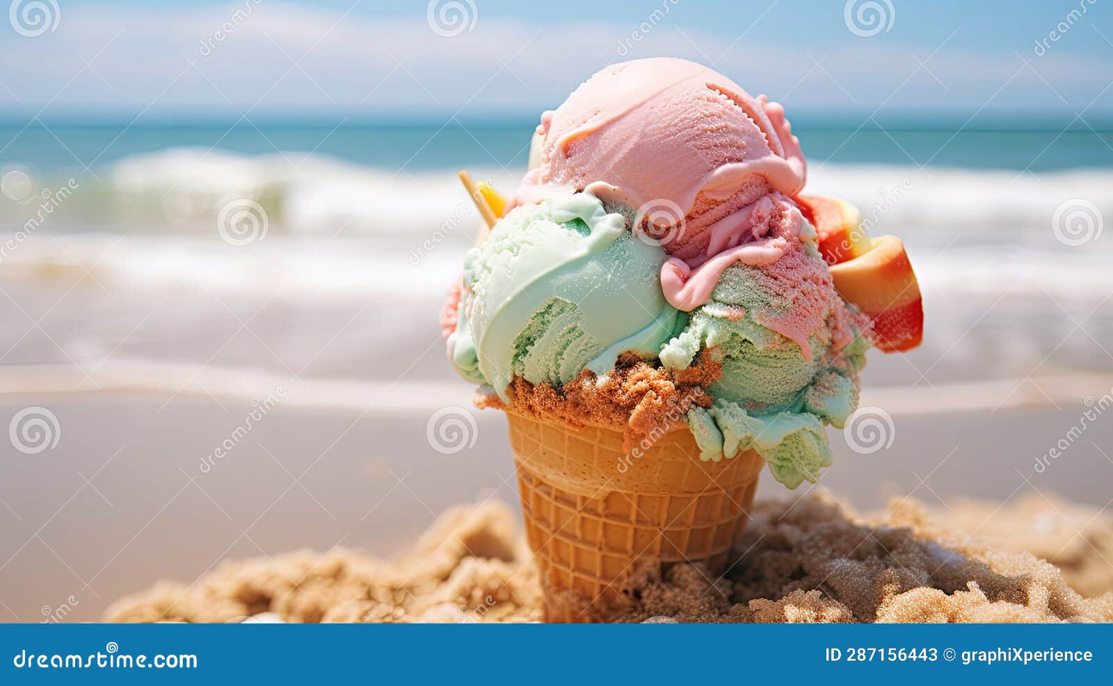 Scoops of Joy Overlooking the Ocean Stock Illustration Illustration