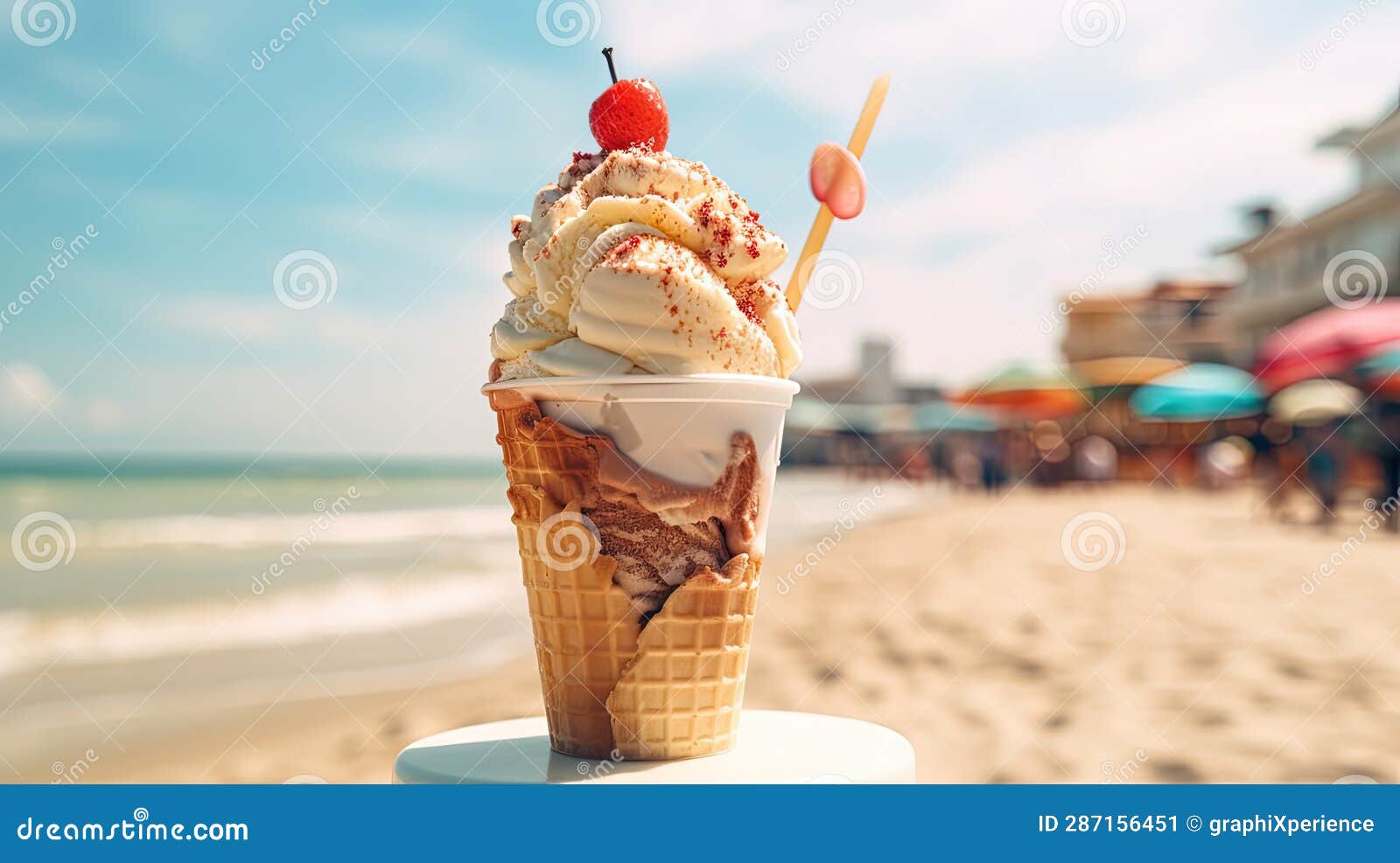 Scoops of Joy Overlooking the Ocean Stock Illustration Illustration