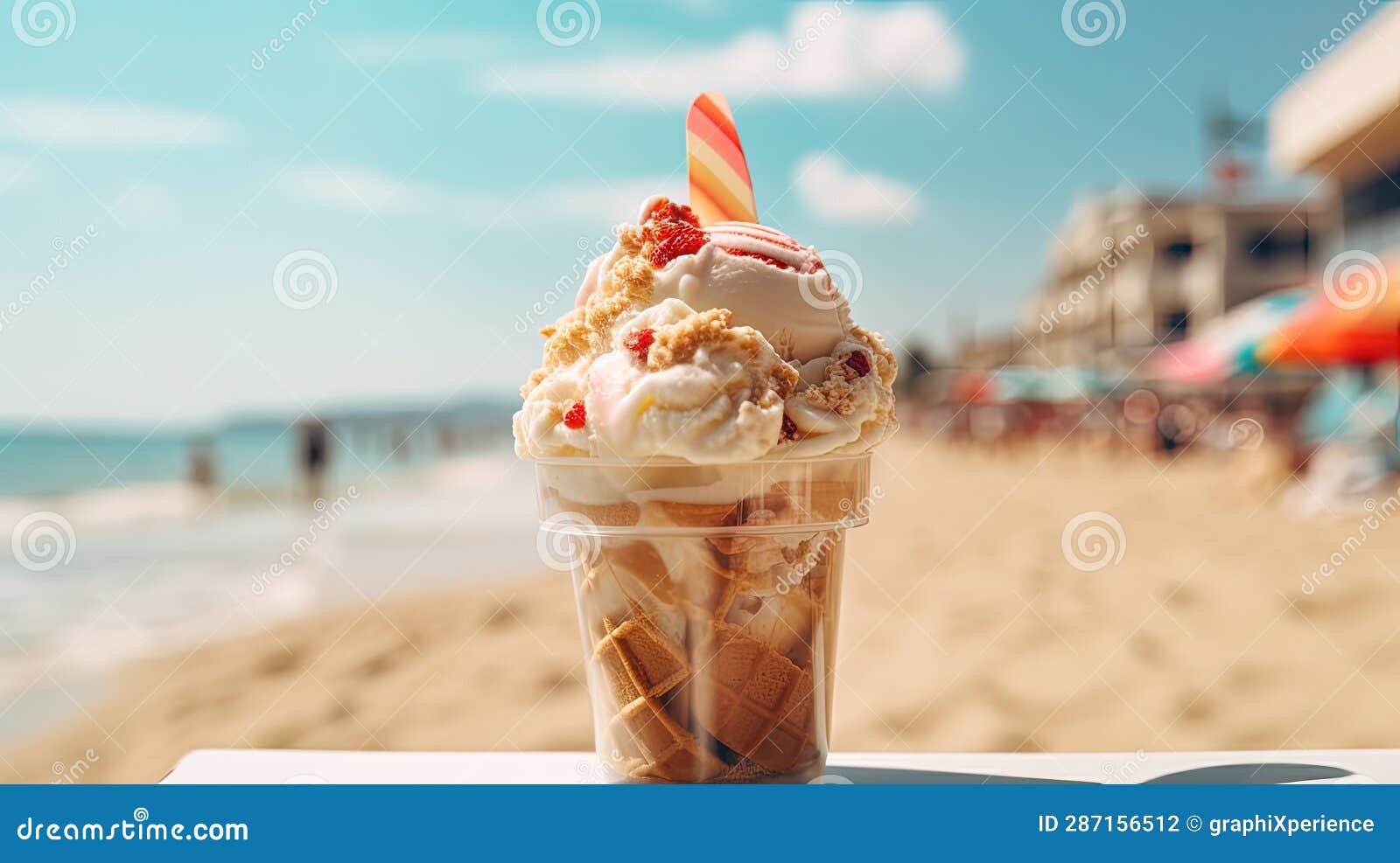 Scoops of Joy Overlooking the Ocean Stock Illustration Illustration