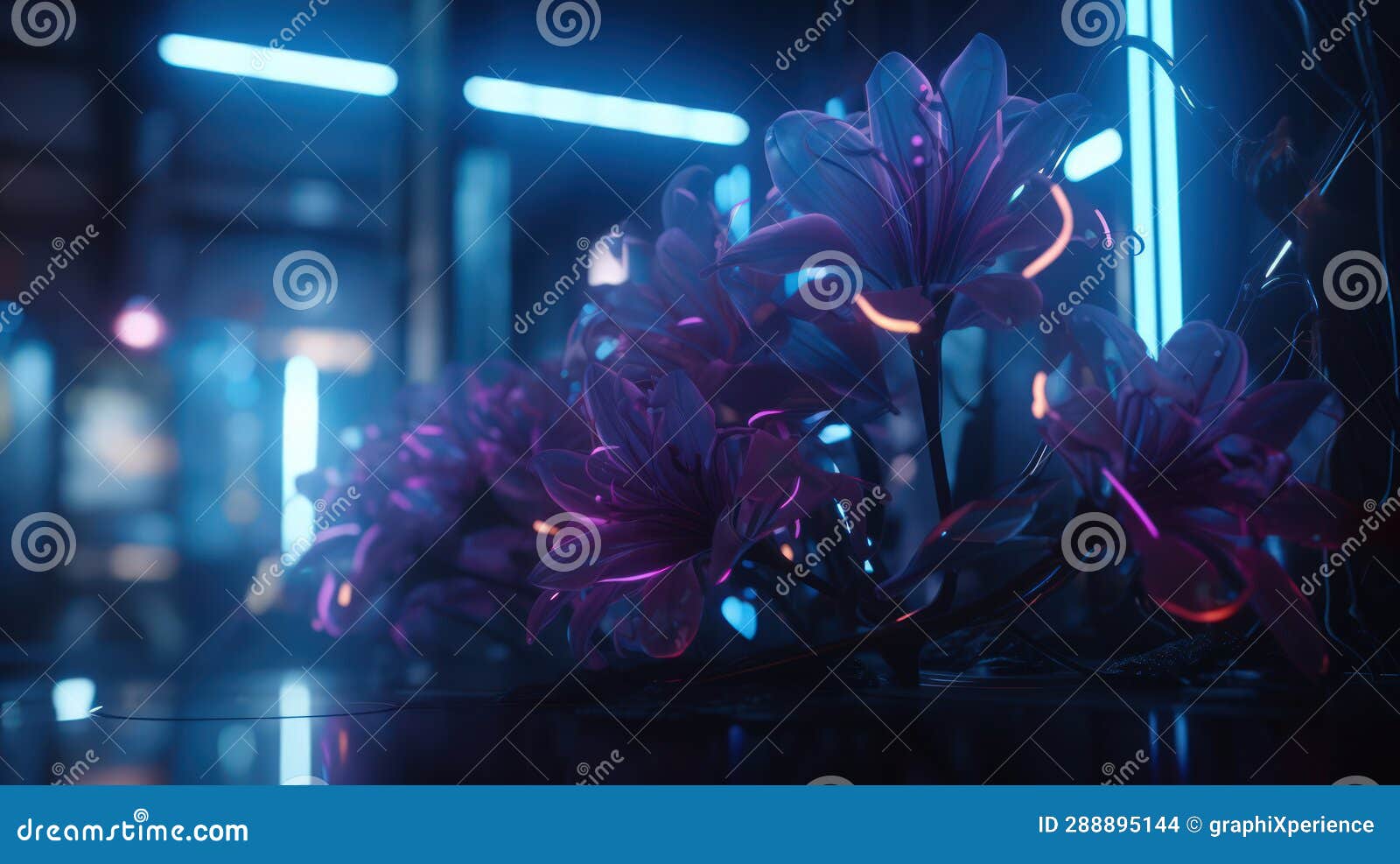 Neon Flower Dreams stock illustration. Illustration of artwork 288895144
