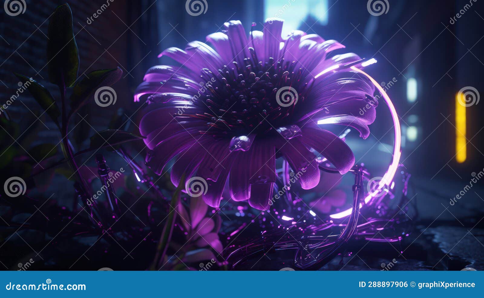 Neon Flower Dreams stock illustration. Illustration of modern 288897906