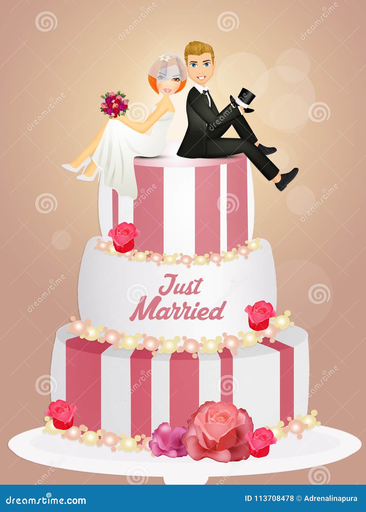Get married on the cake stock illustration. Illustration of groom ...
