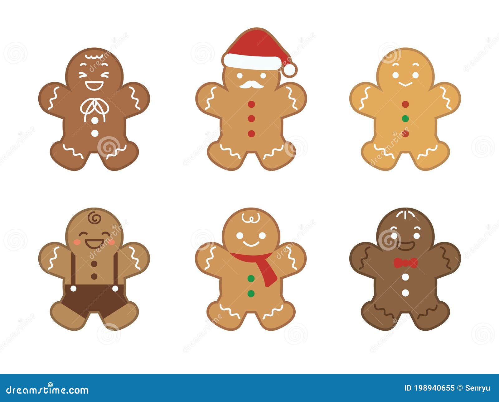 Gingerbread Man Variation Set Stock Vector - Illustration of icon ...