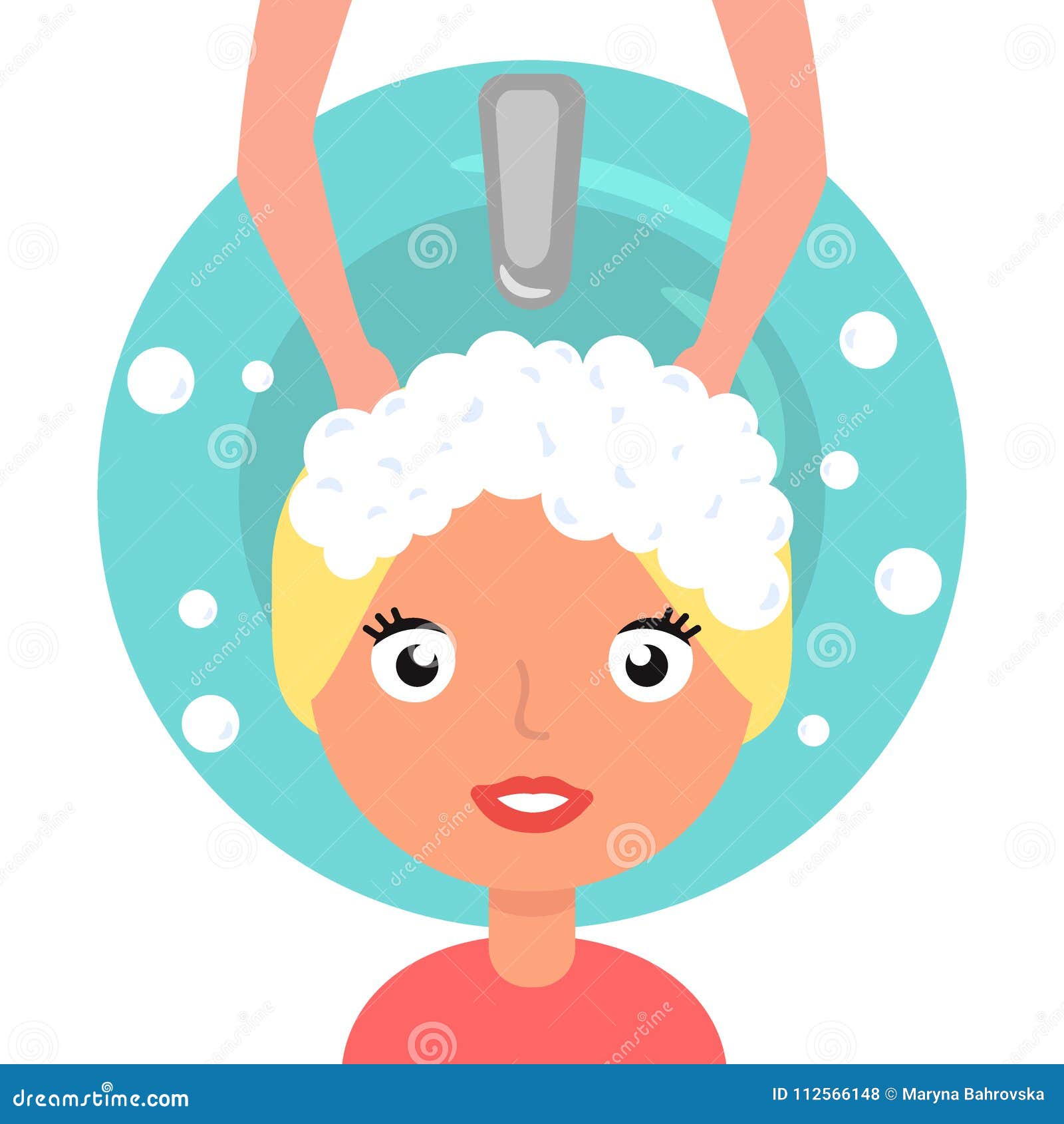 Illustration of a Girl Having Her Hair Shampooed at a Salon Stock ...