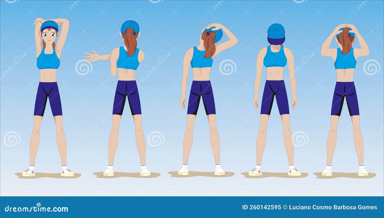 Illustration of a Girl Showing Physical Stretching Exercises Stock ...