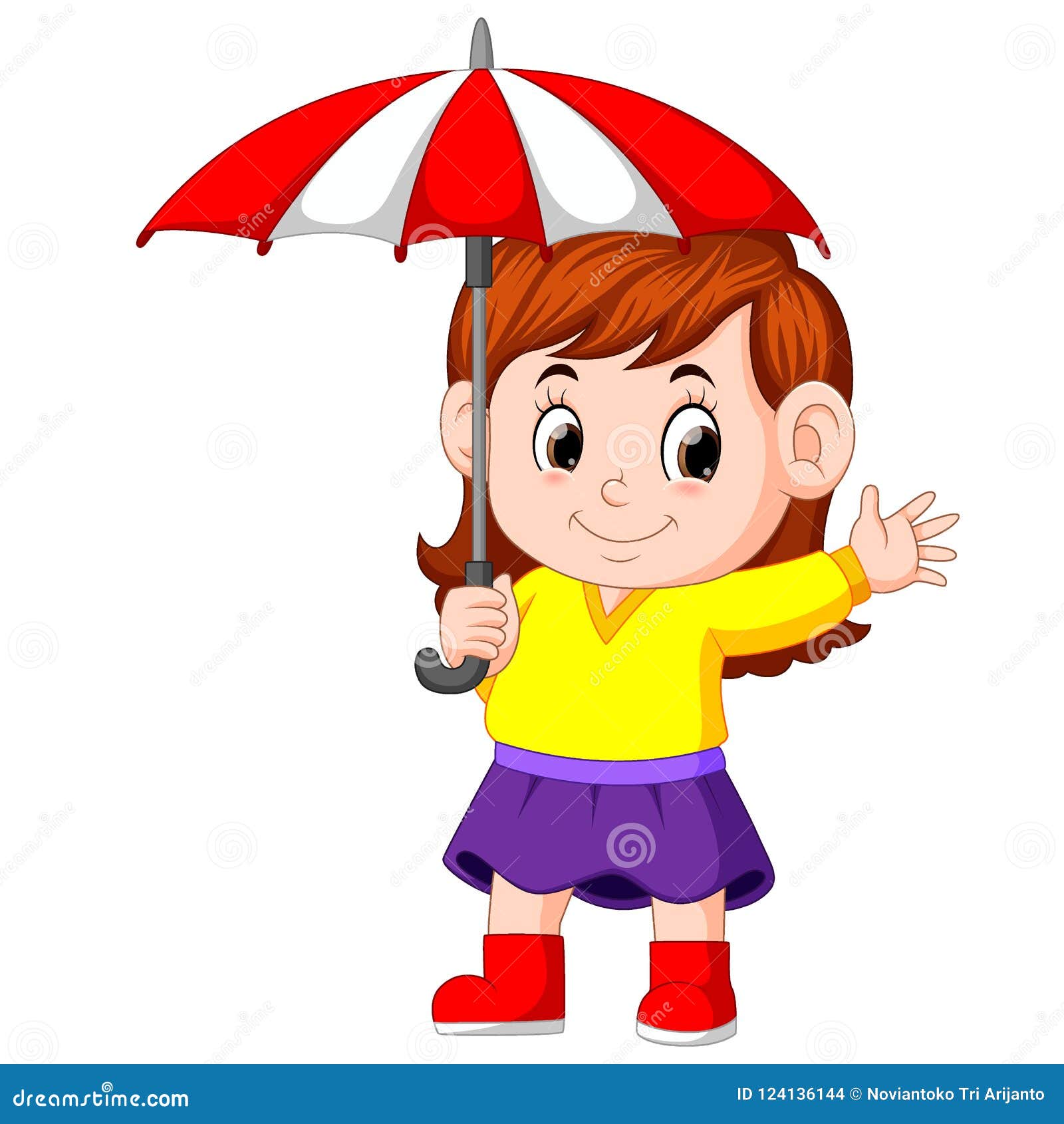 Girl with an umbrella stock vector. Illustration of rain - 124136144