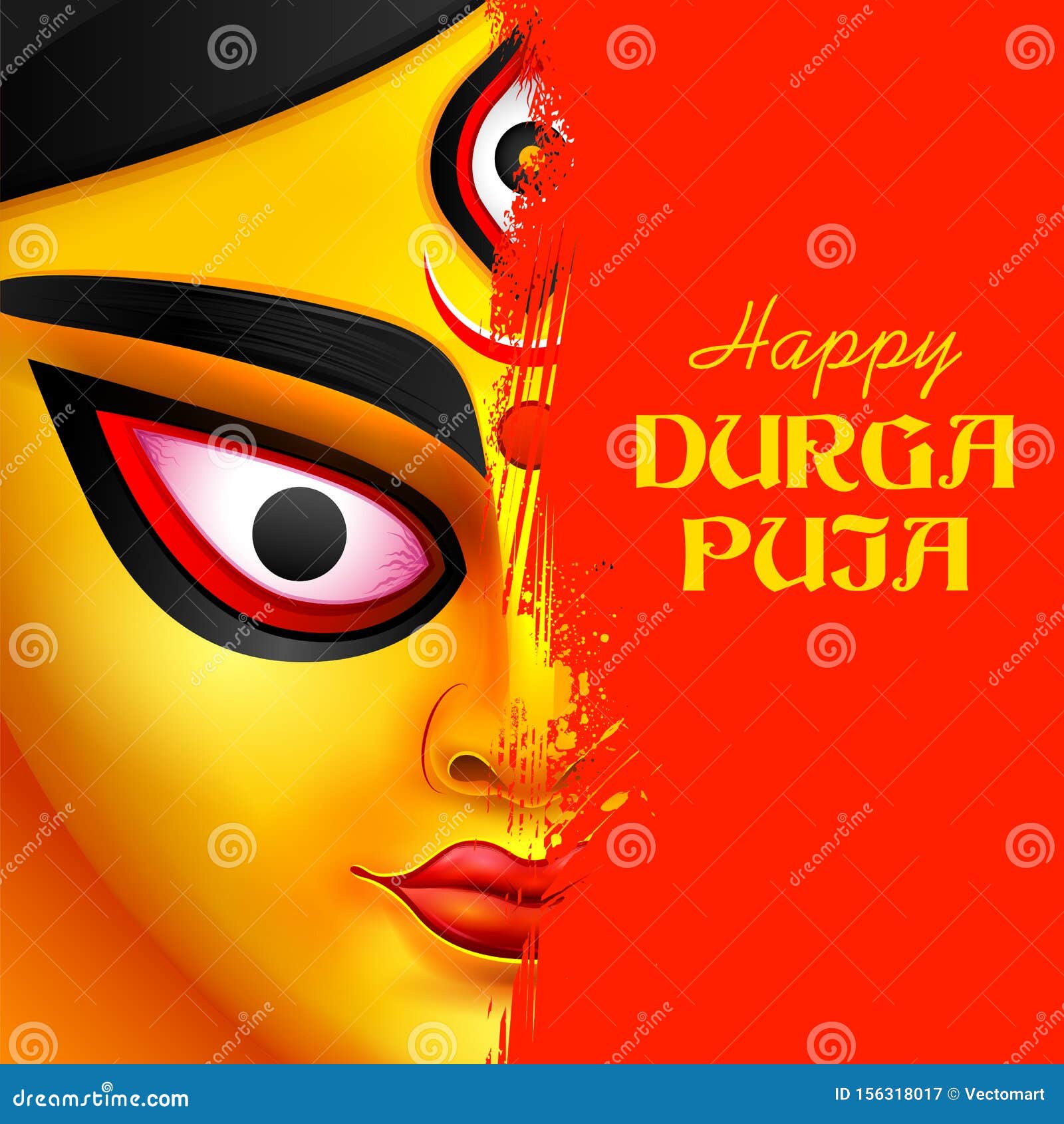 goddess durga face in happy durga puja subh navratri indian religious header banner background