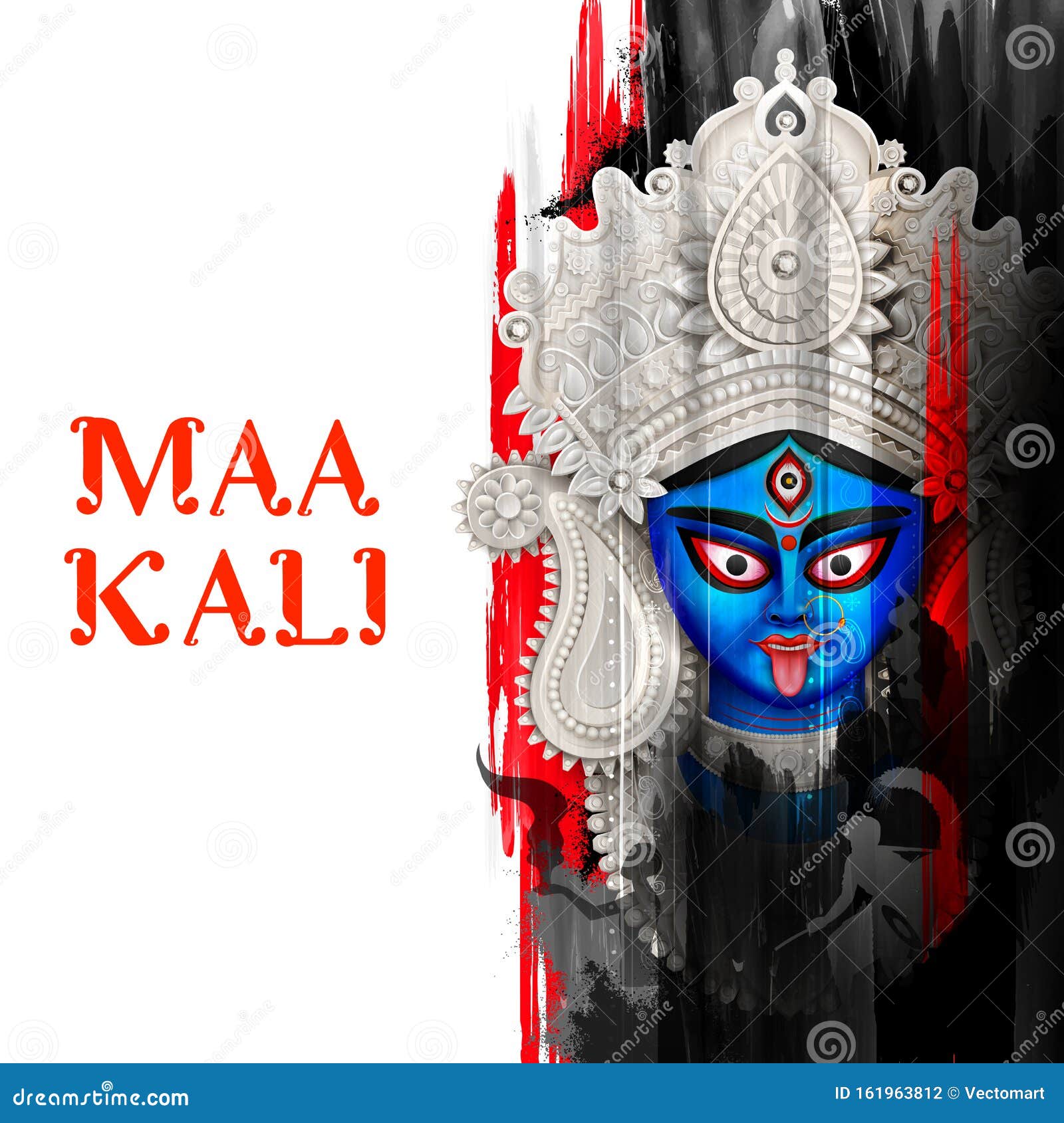 Goddess Kali Maa on Diwali Kali Pooja Background of India Festival Stock  Vector - Illustration of culture, dussehra: 161963812