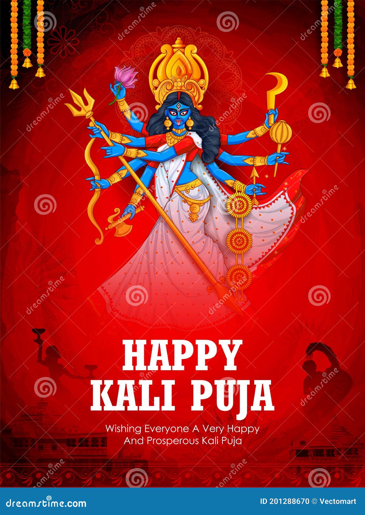 goddess kali maa on diwali kali pooja background of india festival